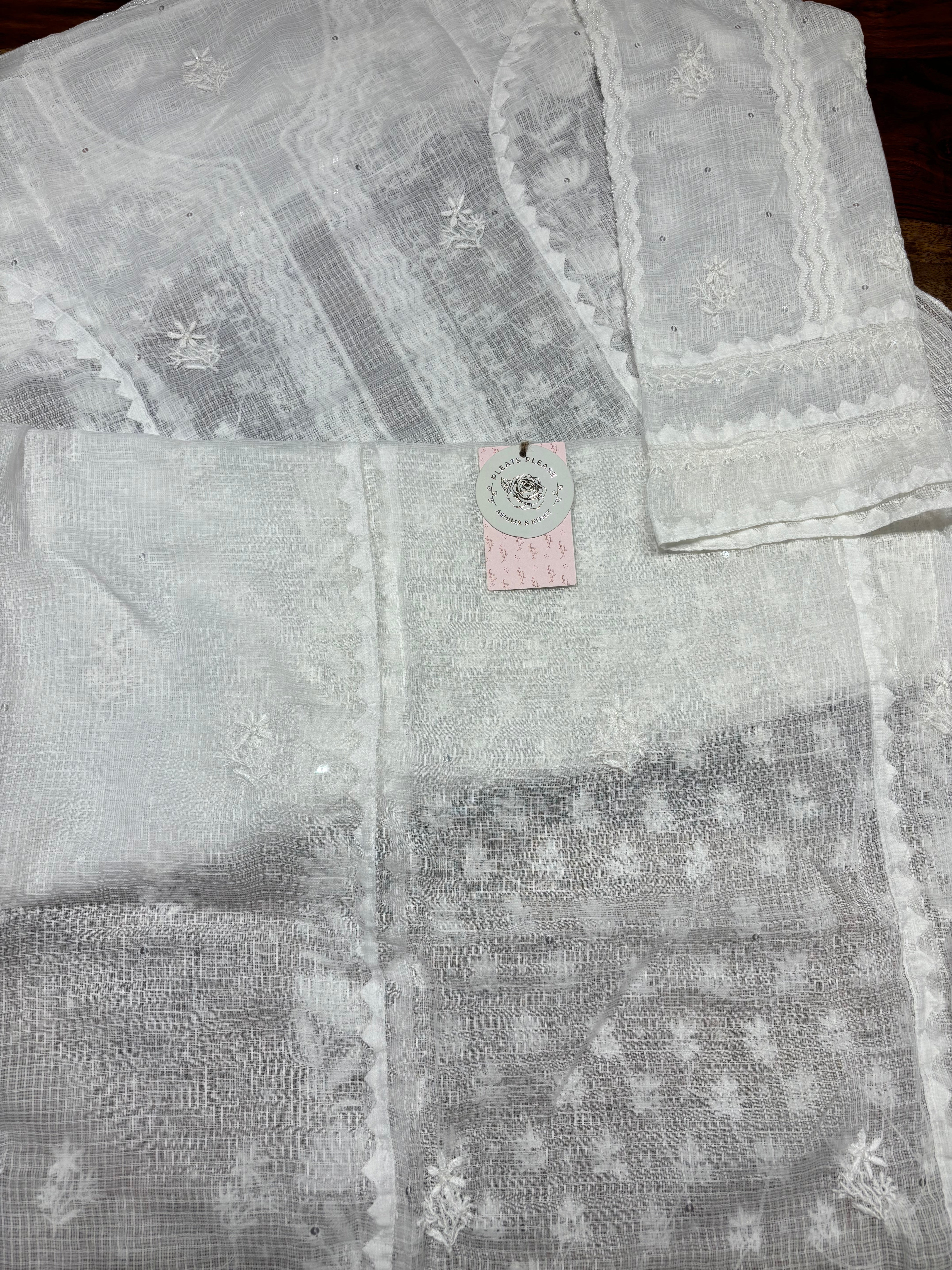 Dyeable kota Chikankari kurta and Dupatta Set