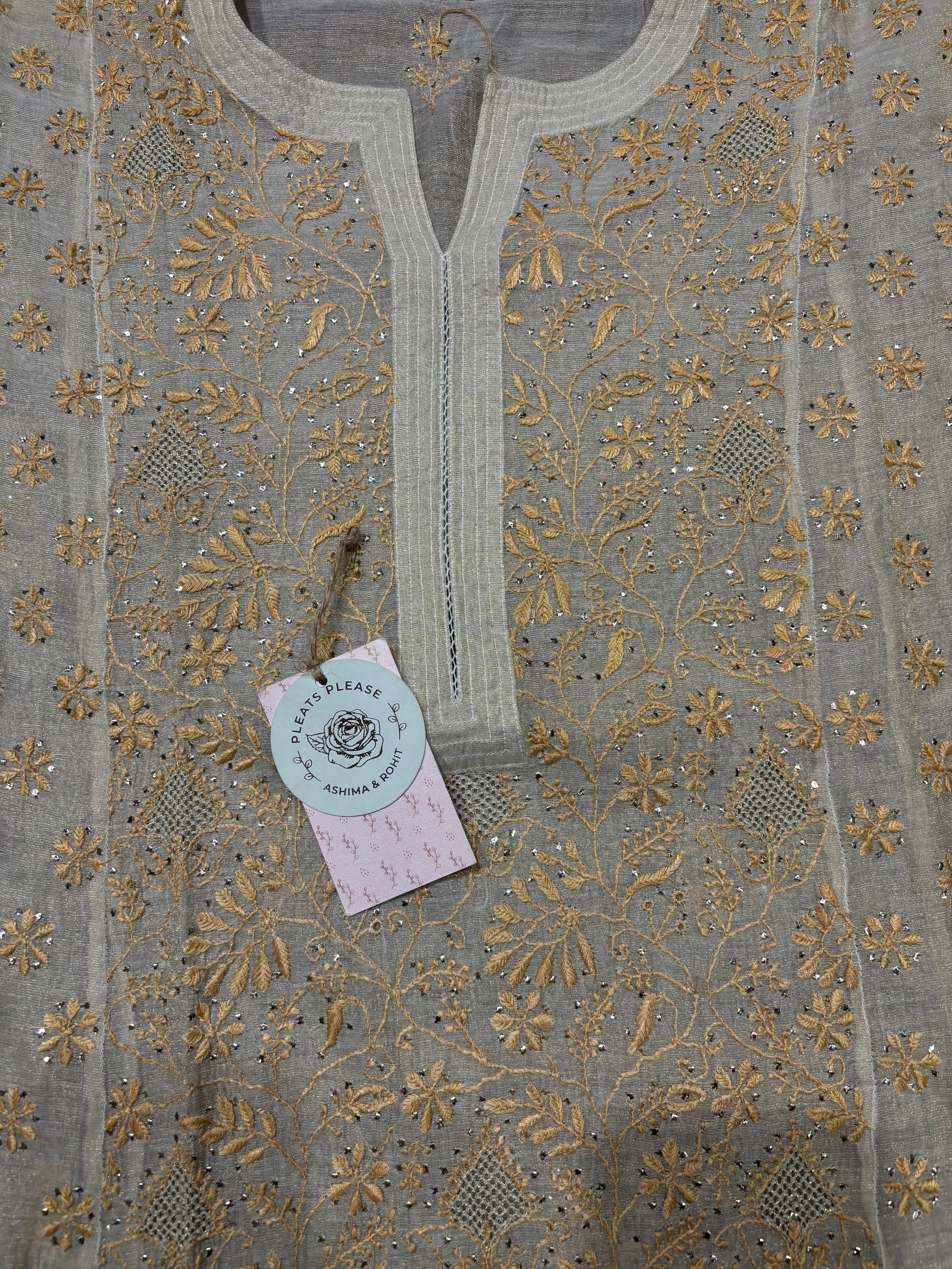 Dyeable Pure and Premium Tissue Chikankari & Mukaish kurta and Dupatta set