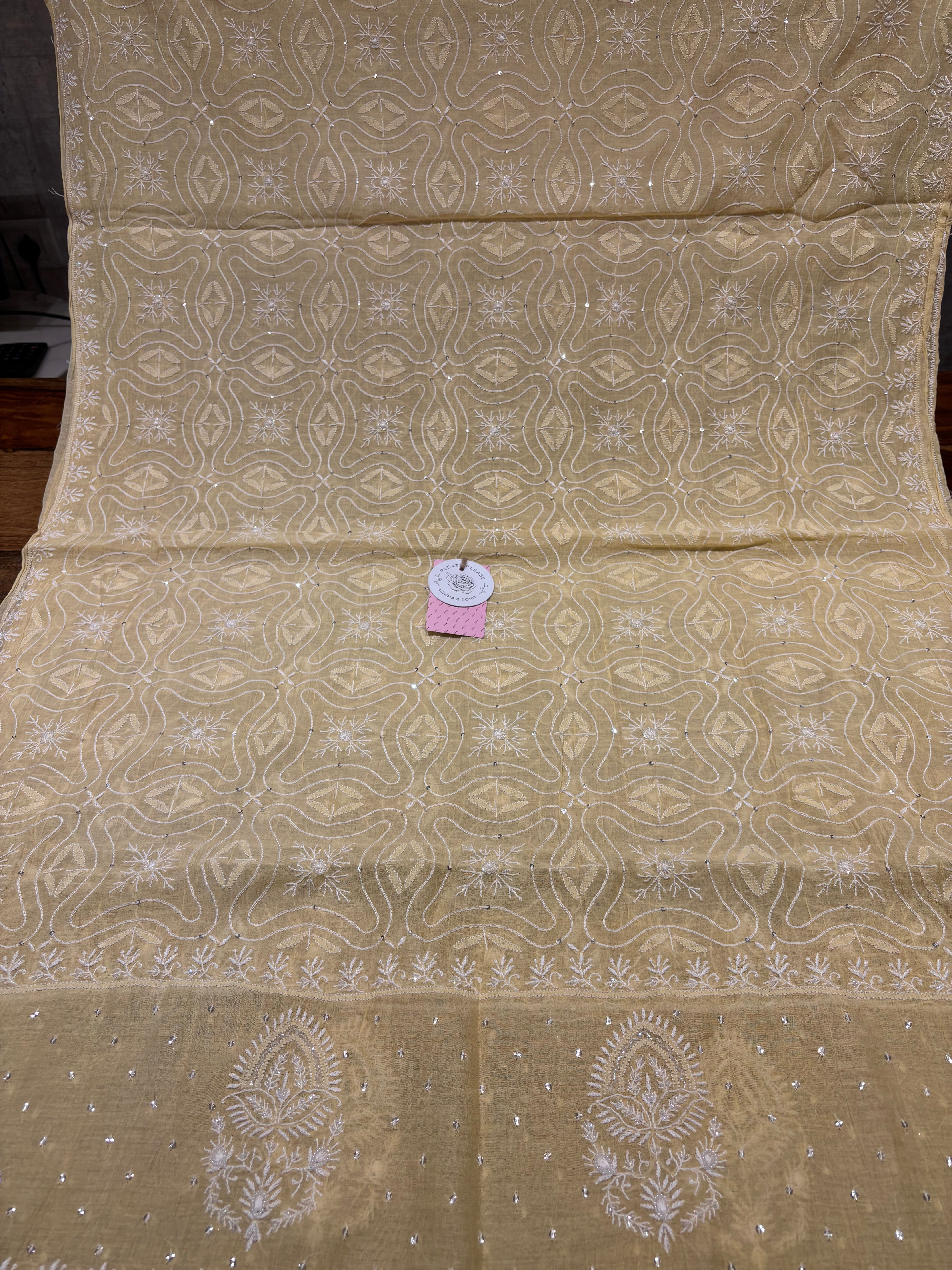 Butter Yellow Chanderi Mul Chikankari Kurta & Dupatta Set