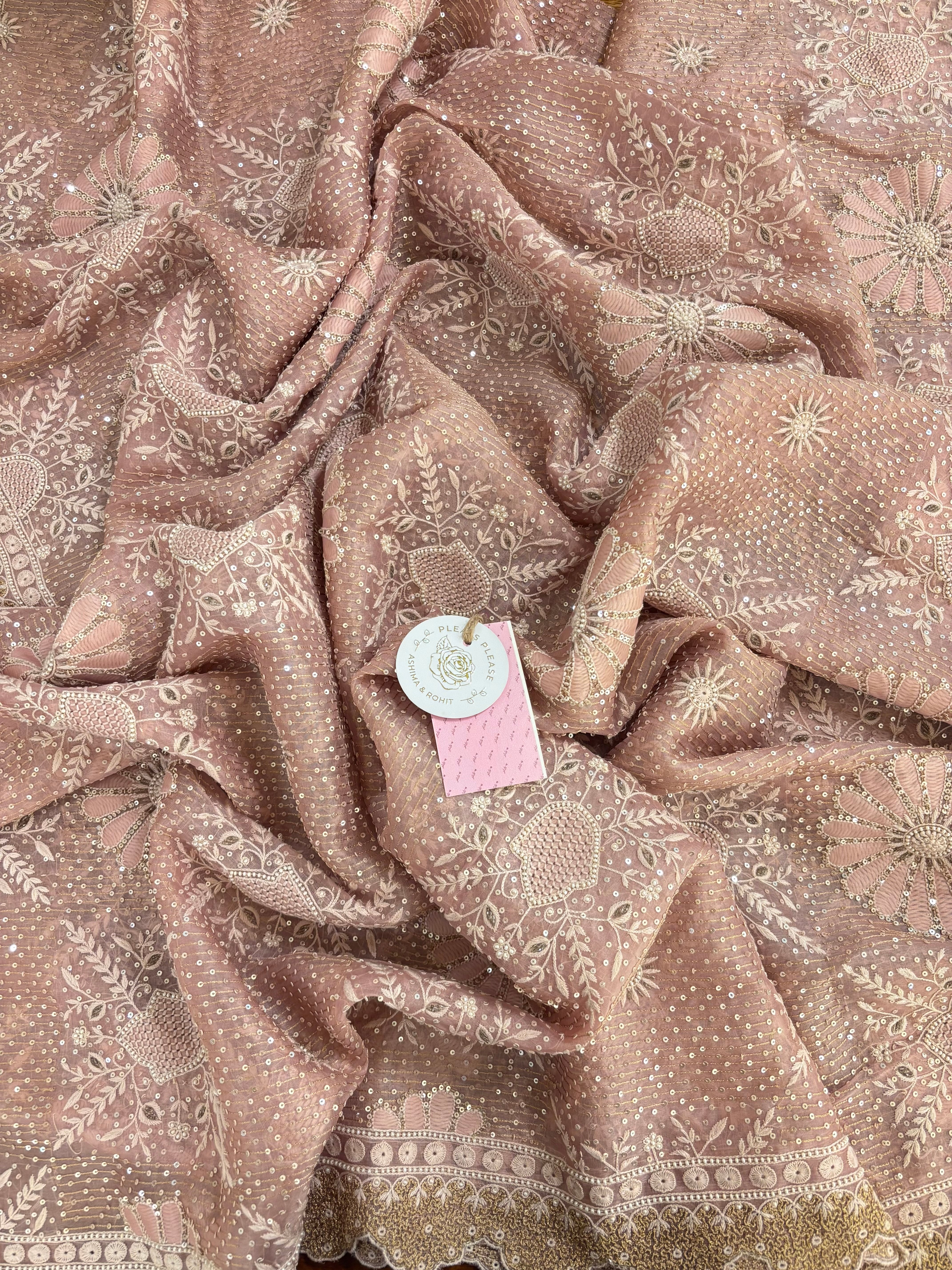 Baby Pink Pure & Premium Organza Chikankari Kurta & Dupatta