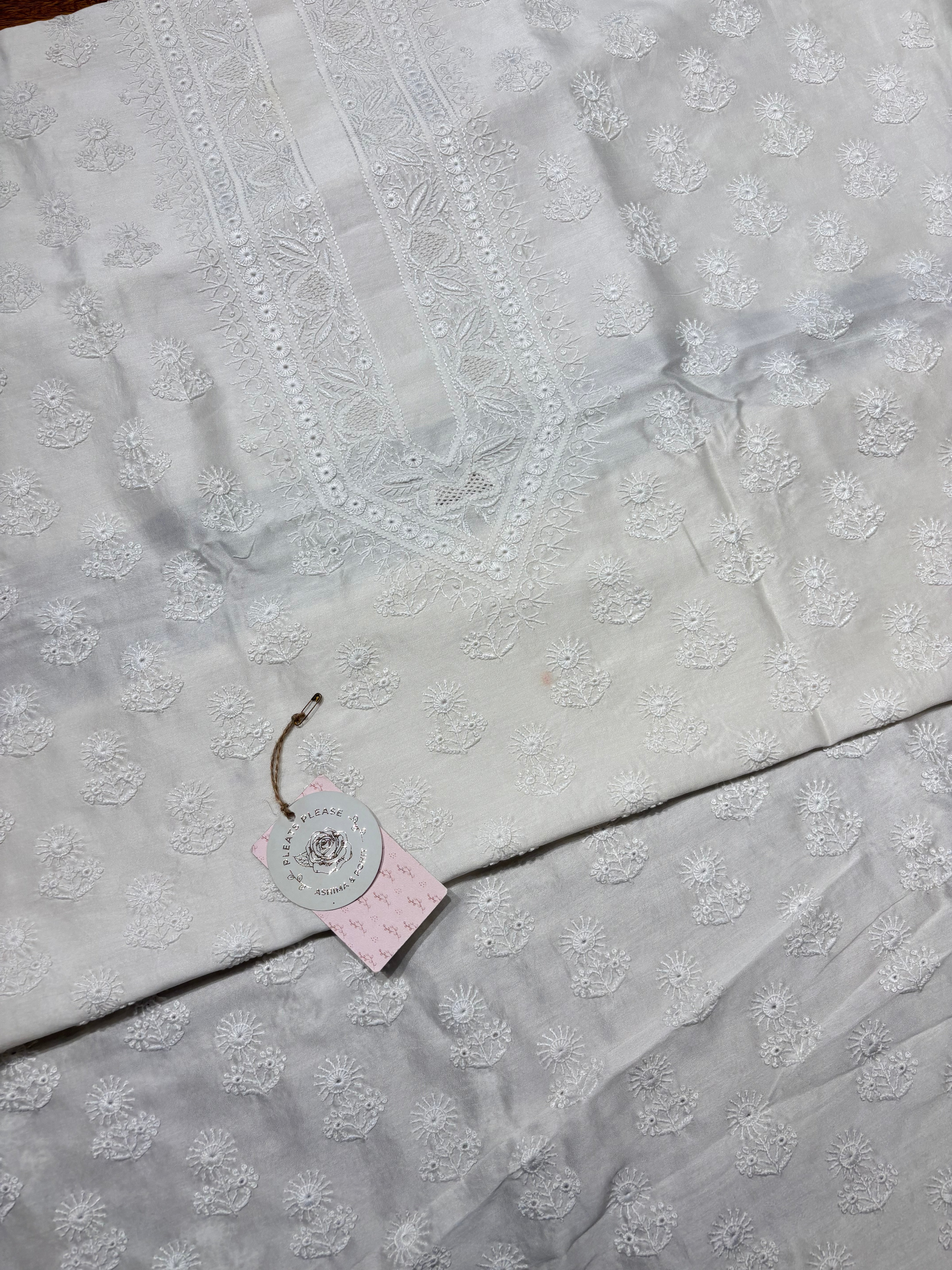 Dyeable Chanderi Silk Chikankari Men’s Kurta Fabric