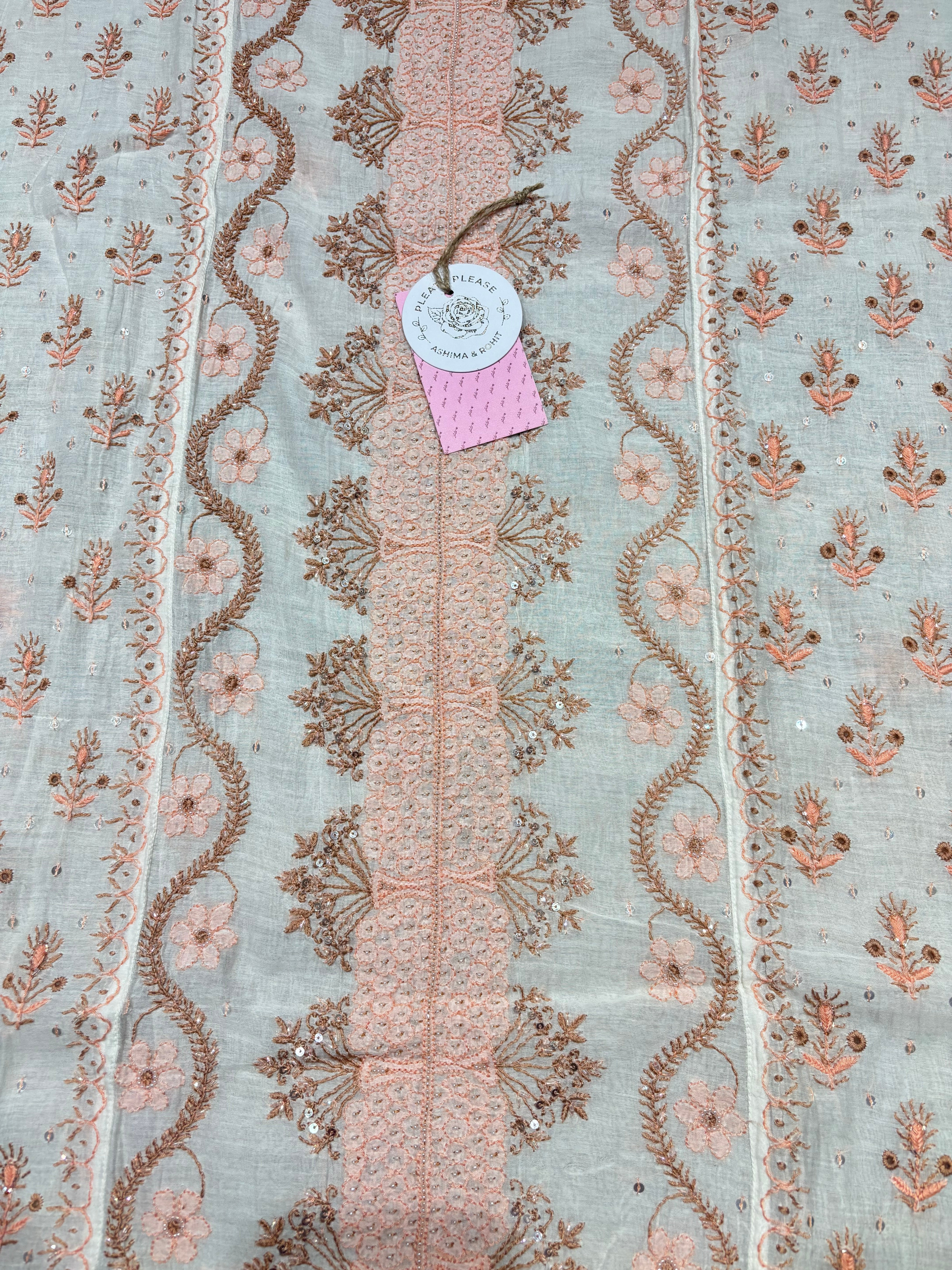 Dyeable Chanderi Mul Chikankari Kurta & Dupatta Set