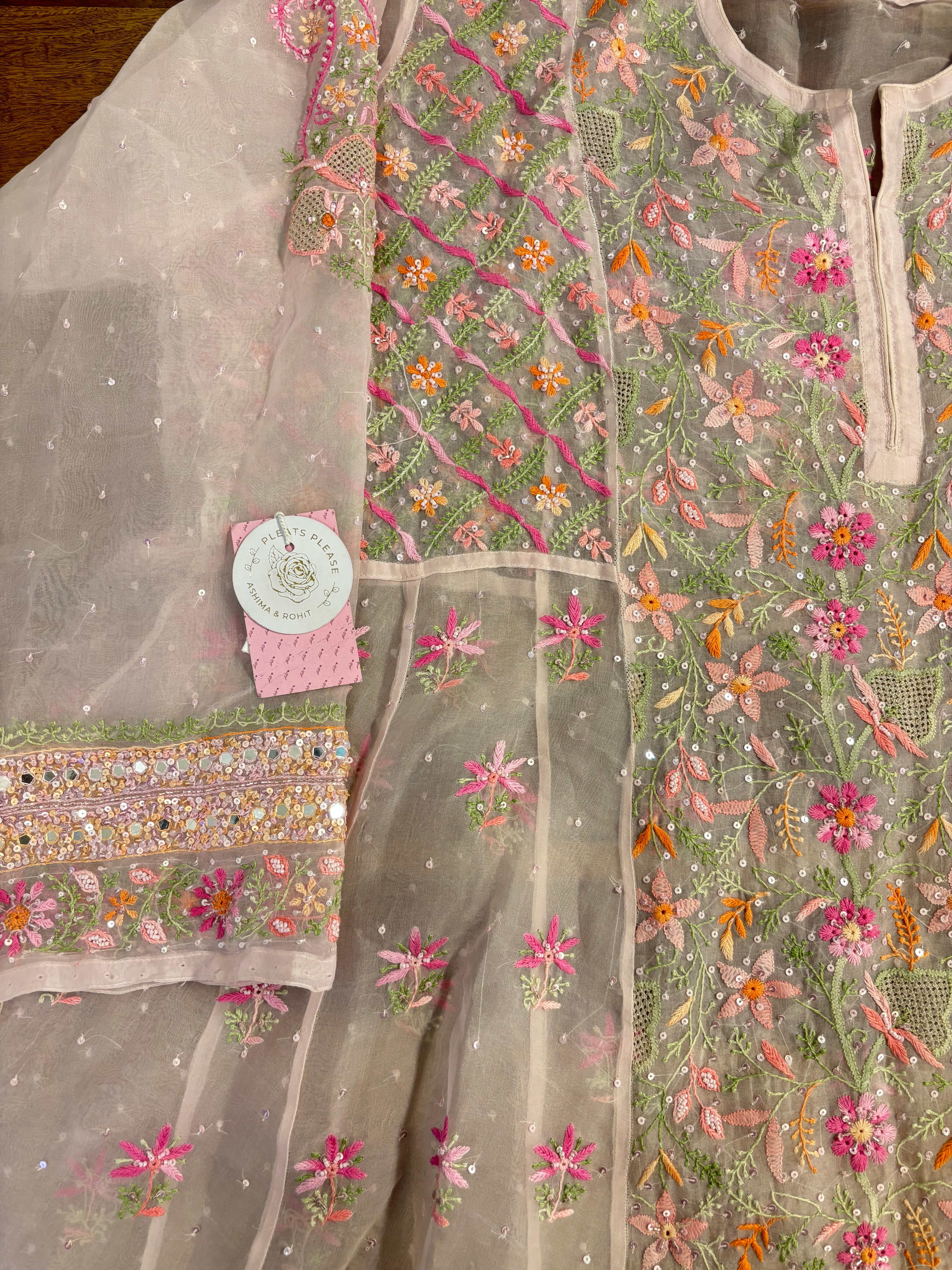 Blush Pink Organza Anarkali & Dupatta Set
