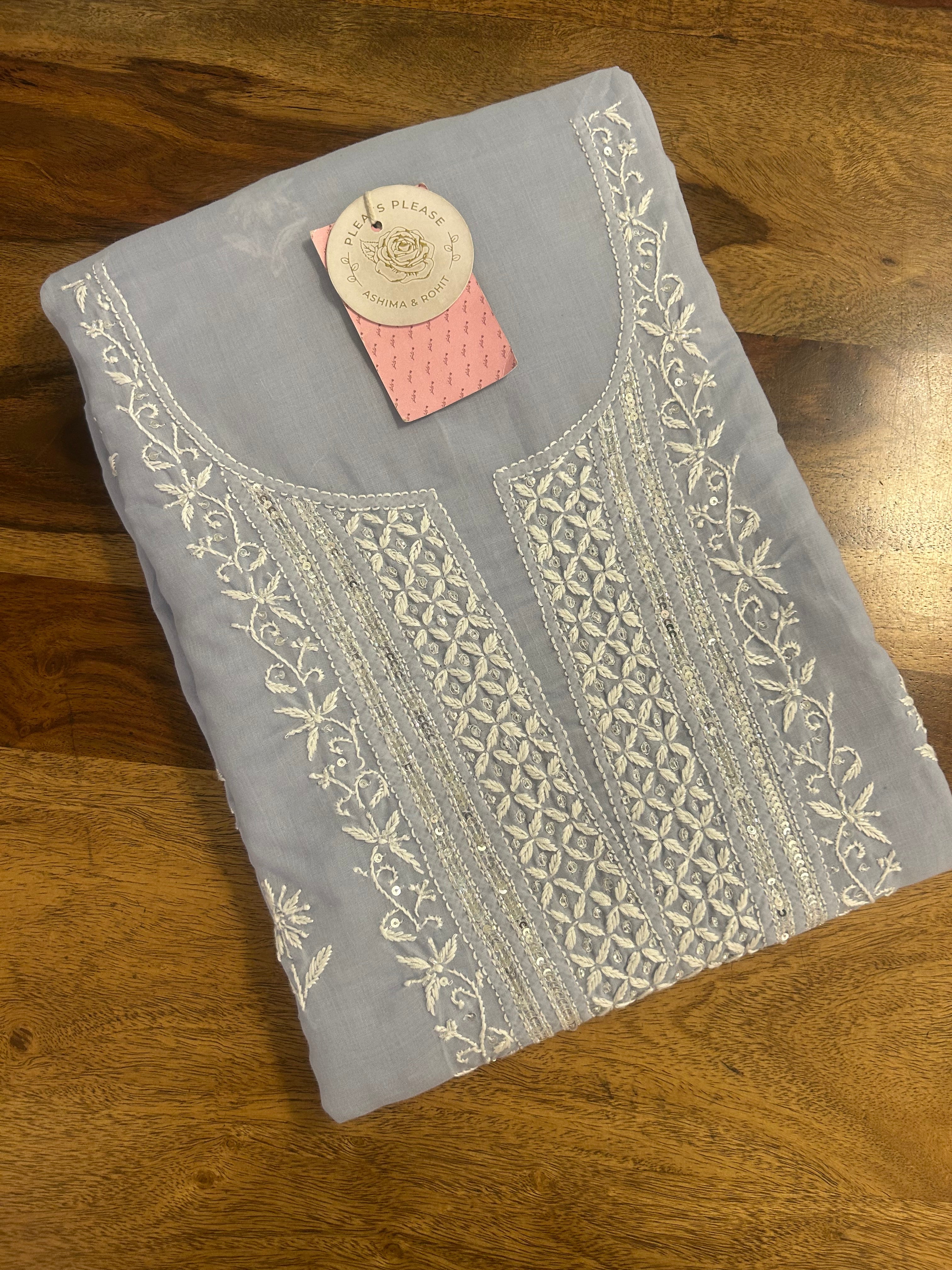Misty Grey Mulmul Chikankari Kurta