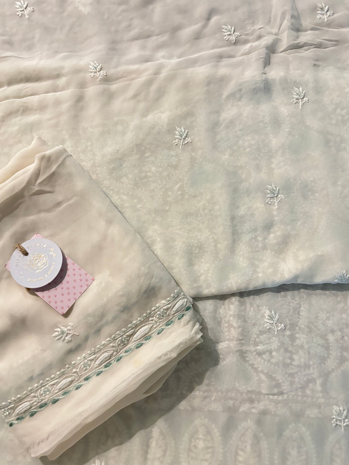 Dyeable Pure & Premium Georgette Chikankari With Parsi Kurta & Dupatta