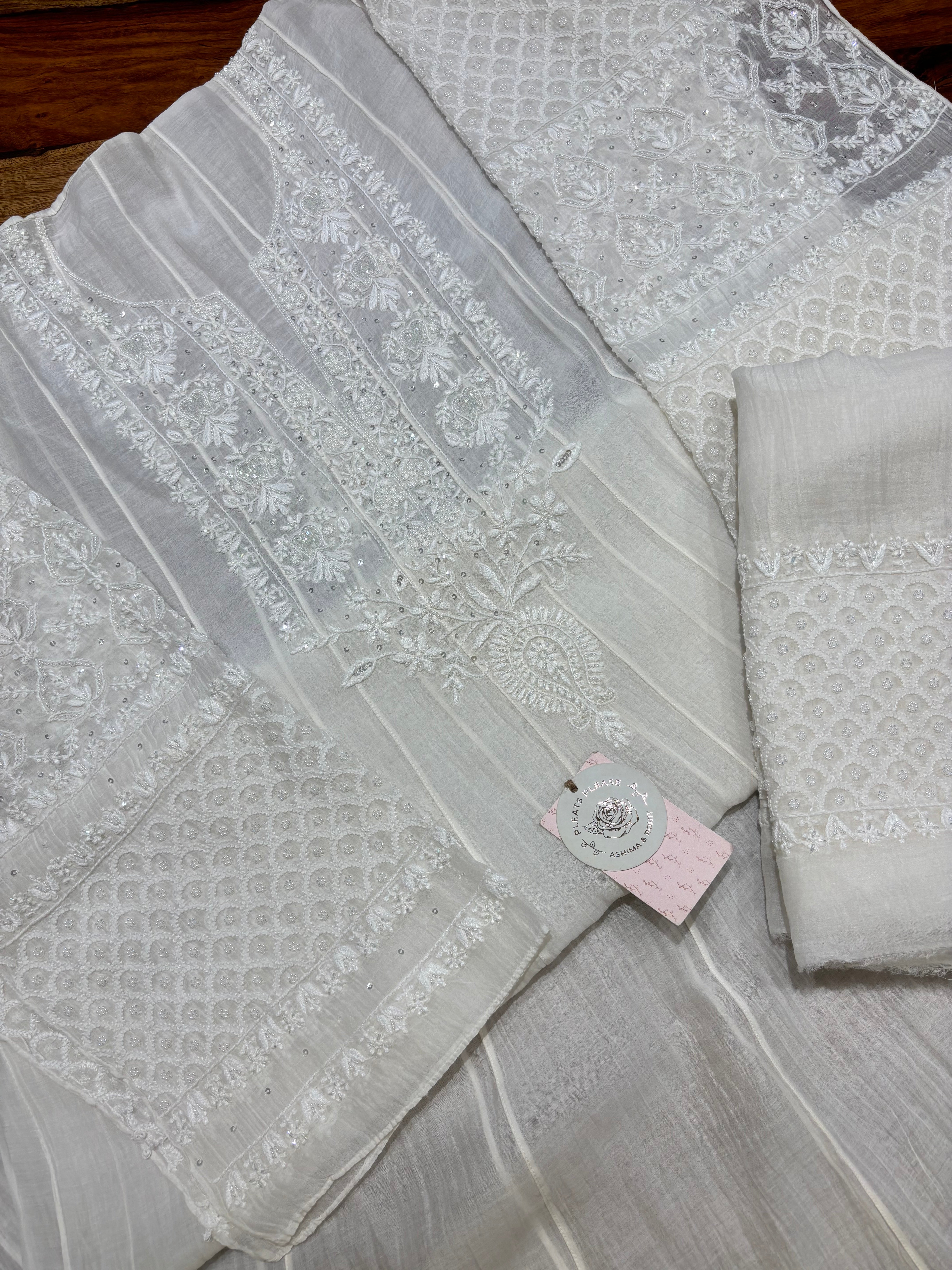 Dyeable Chanderi Mul Chikankari Anarkali & Dupatta Set