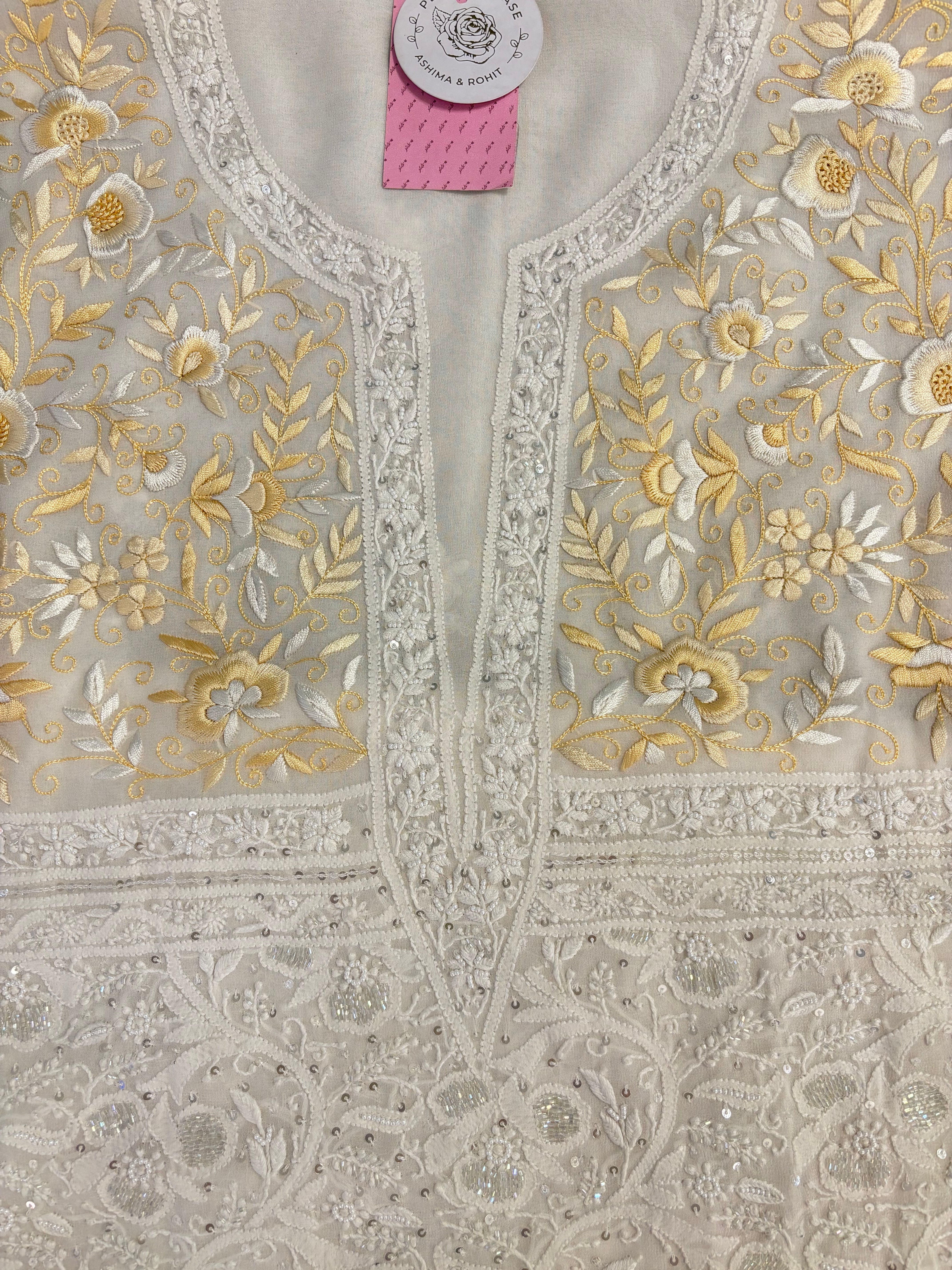 Dyeable Pure & Premium Georgette Chikankari Kurta & Dupatta