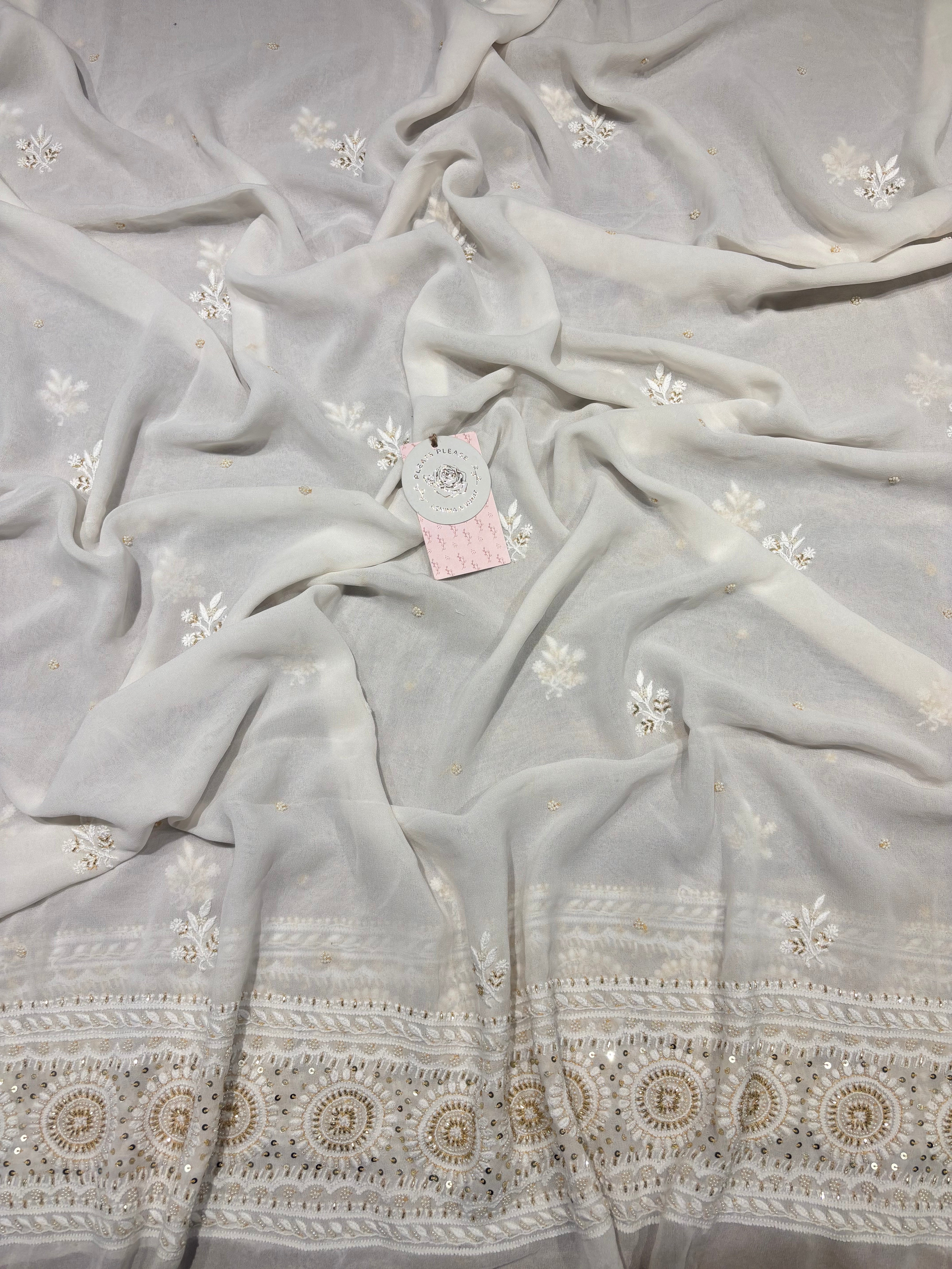 Dyeable Pure & Premium Georgette Chikankari Anarkali & Dupatta Set