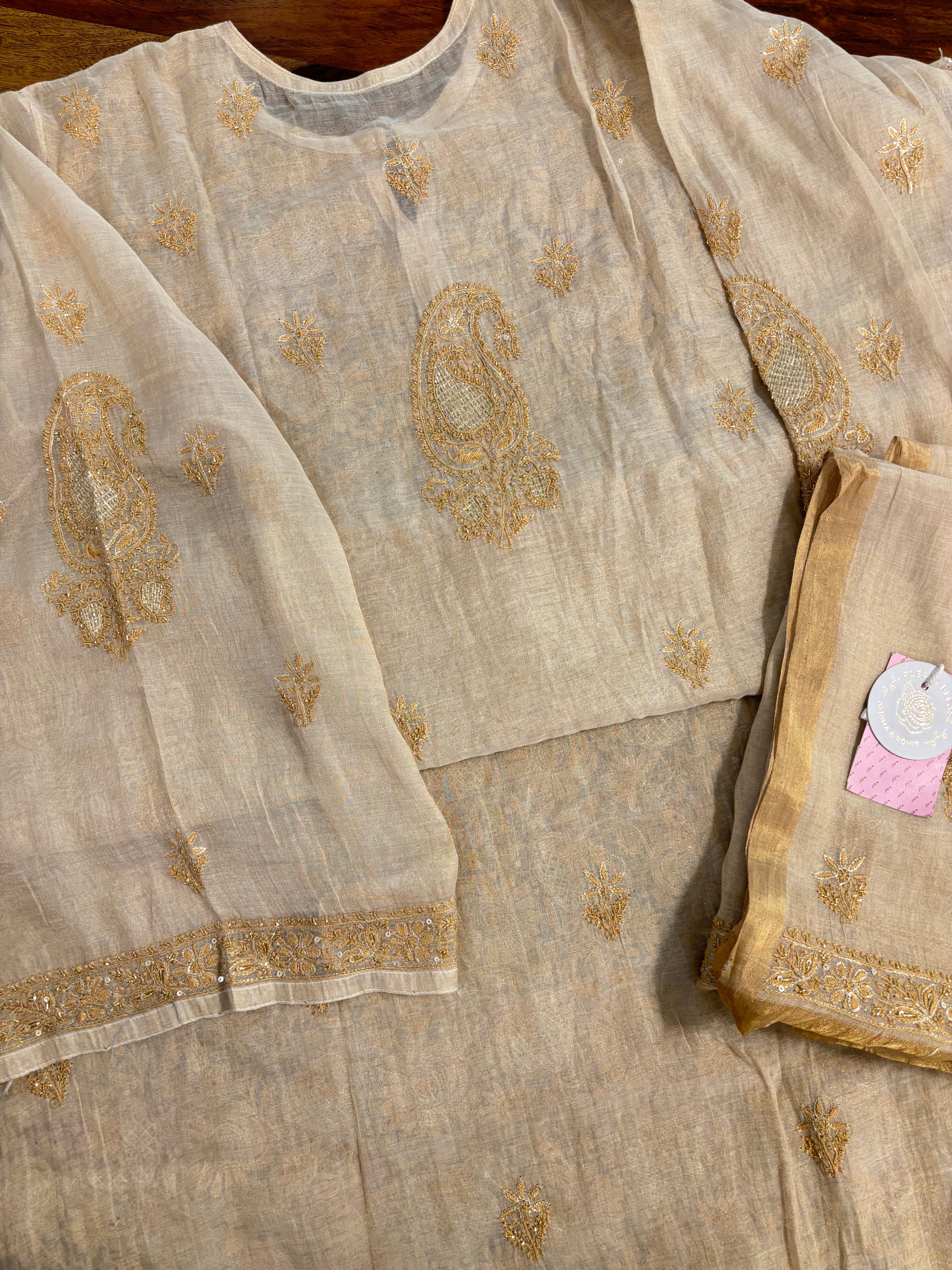 Dyeable Pure Tissue Chikankari Kurta & Dupatta