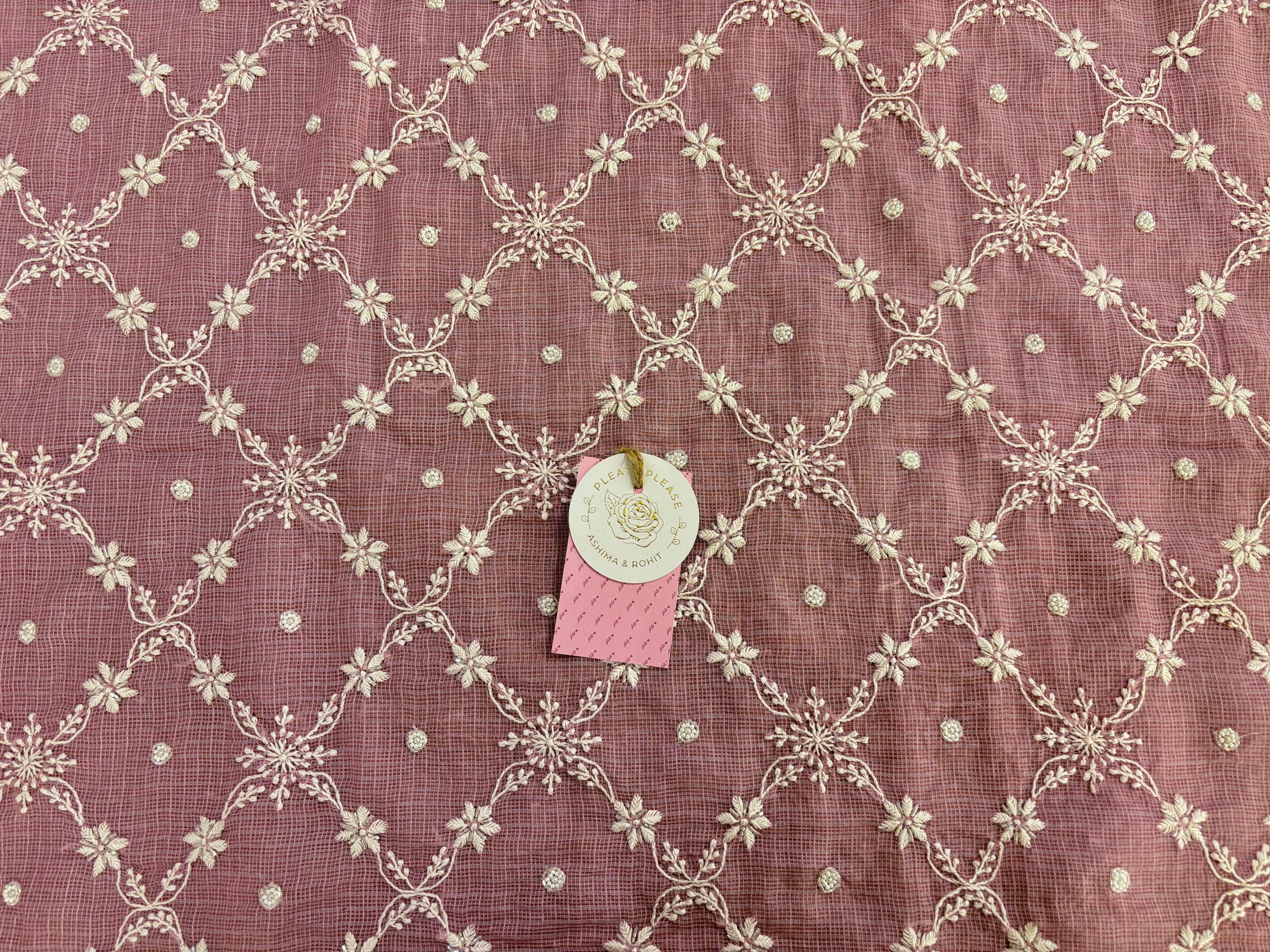Lilac Kota Doria Chikankari Kurta & Dupatta