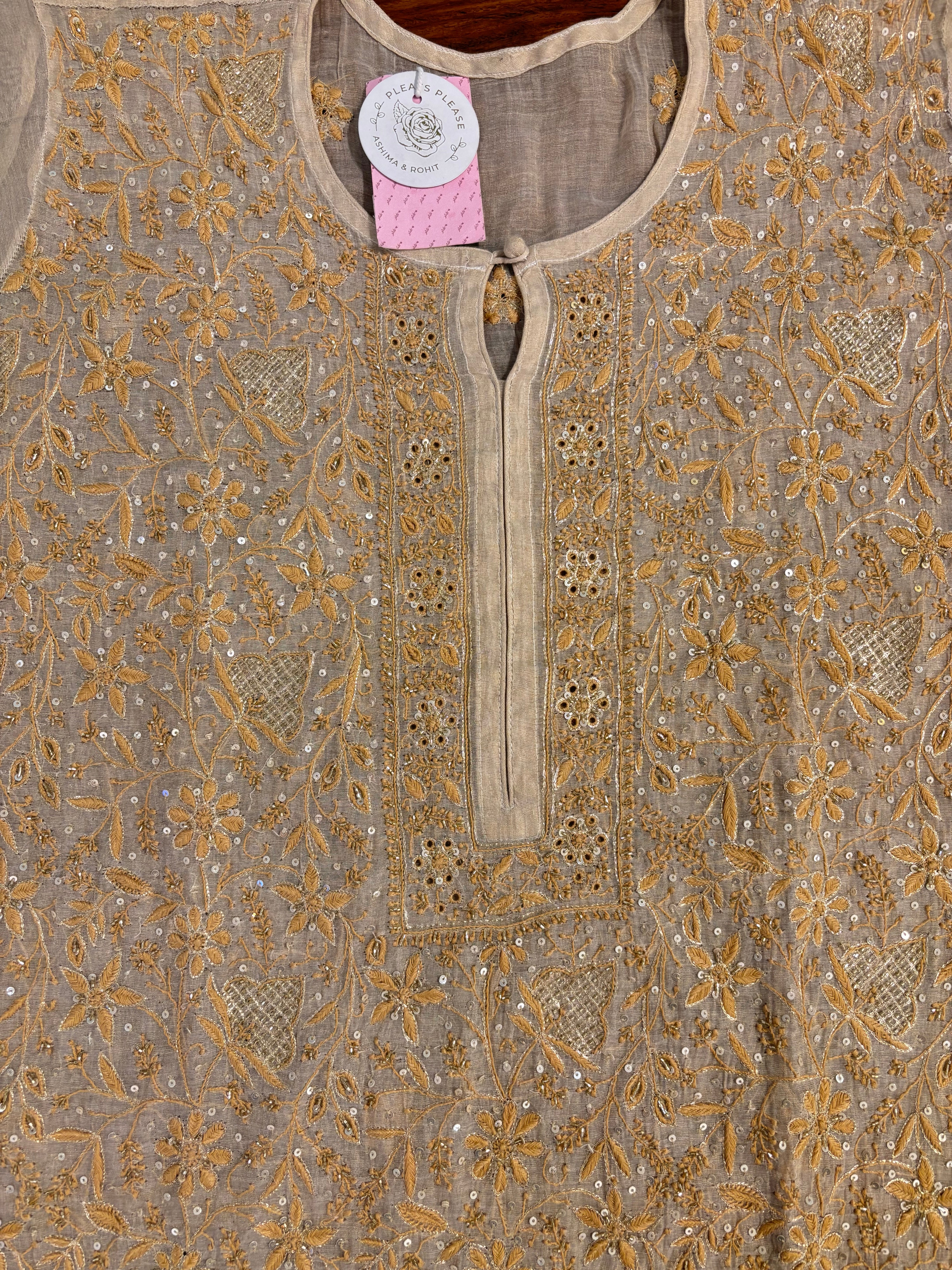 Dyeable Pure Tissue Chikankari Kurta & Dupatta