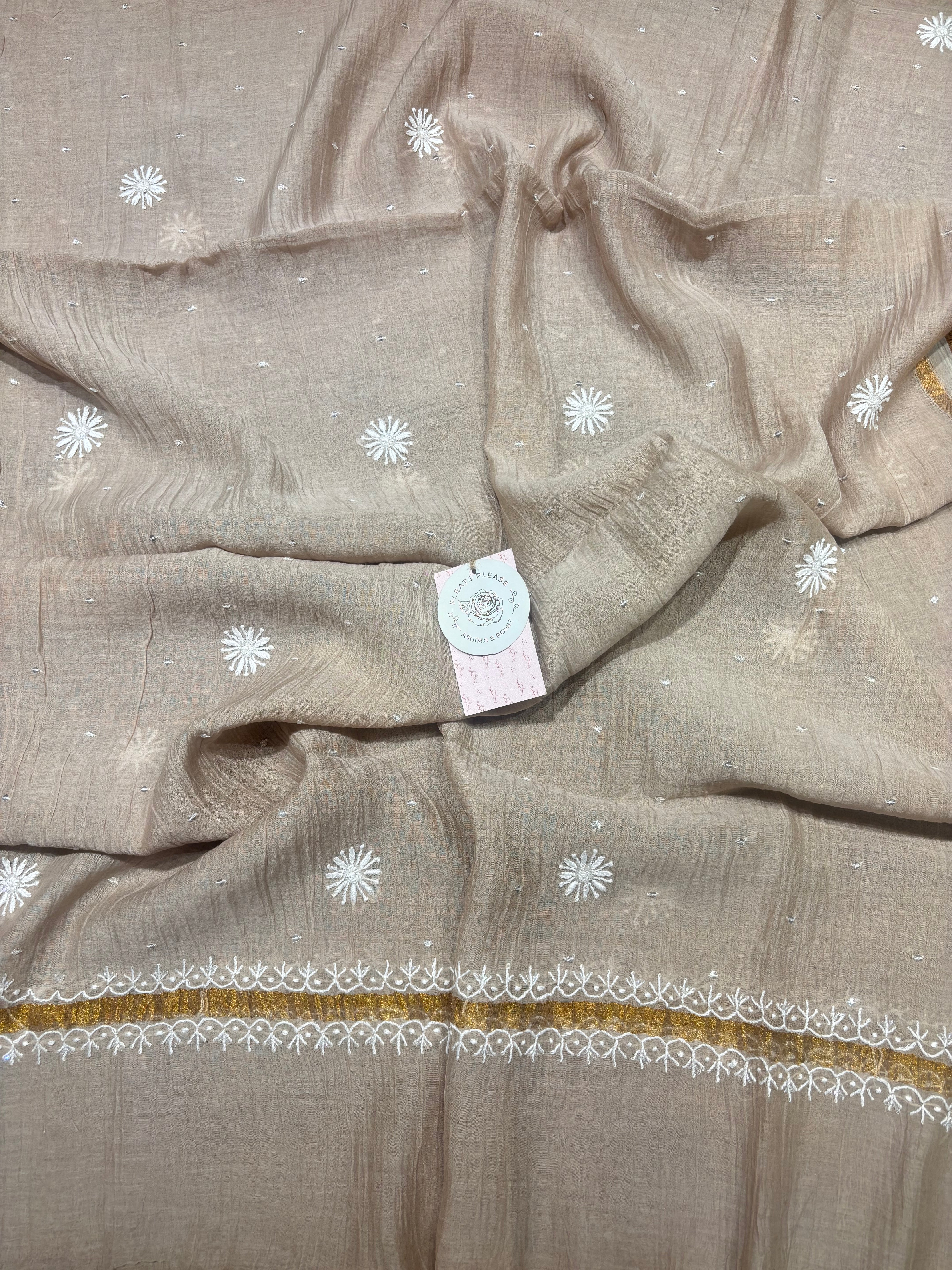 Sand Dune Chanderi Mul Chikankari Kurta & Dupatta Set