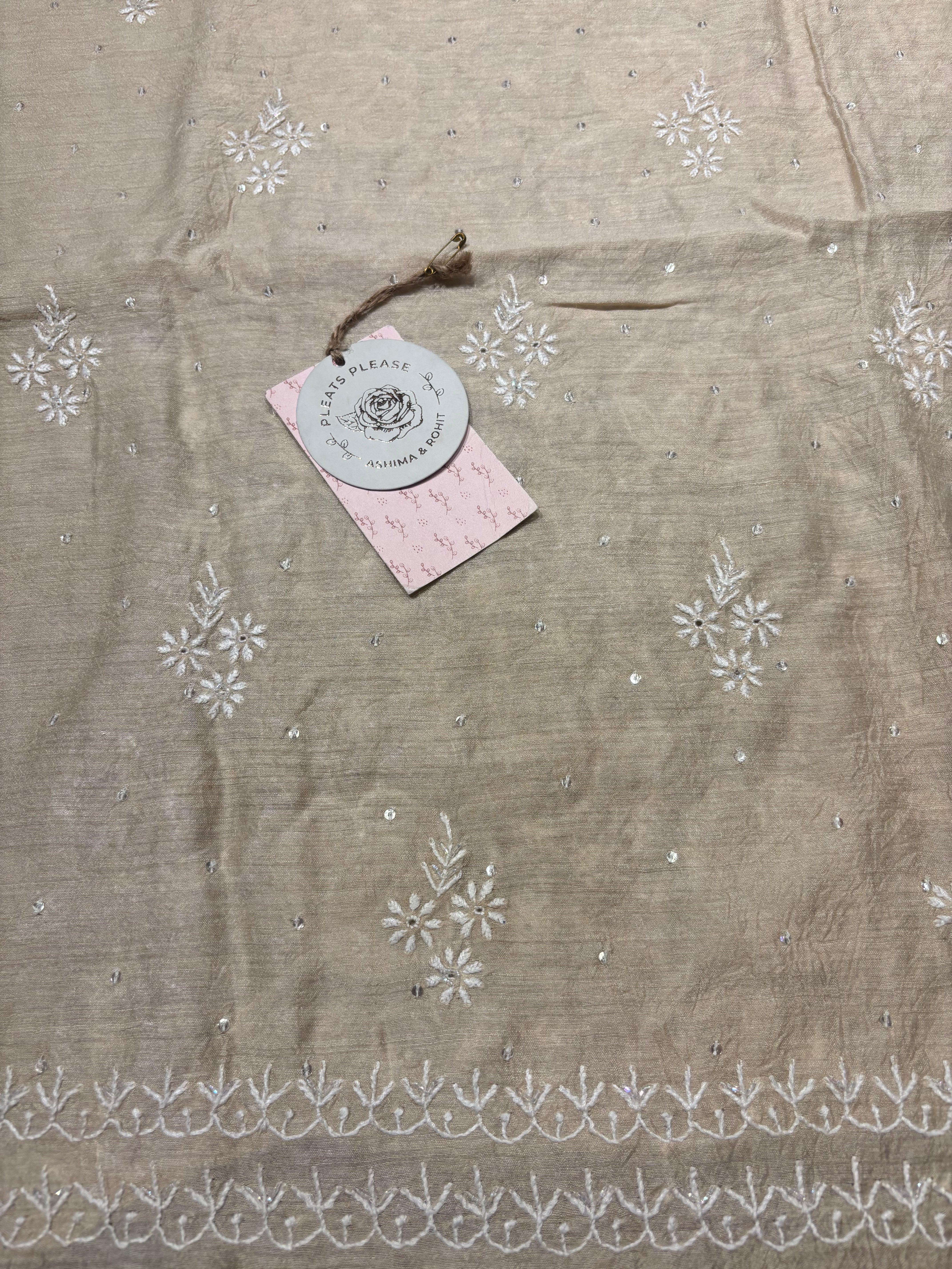 Dyeable monga Silk Chikankari Kurta and Dupatta Fabric