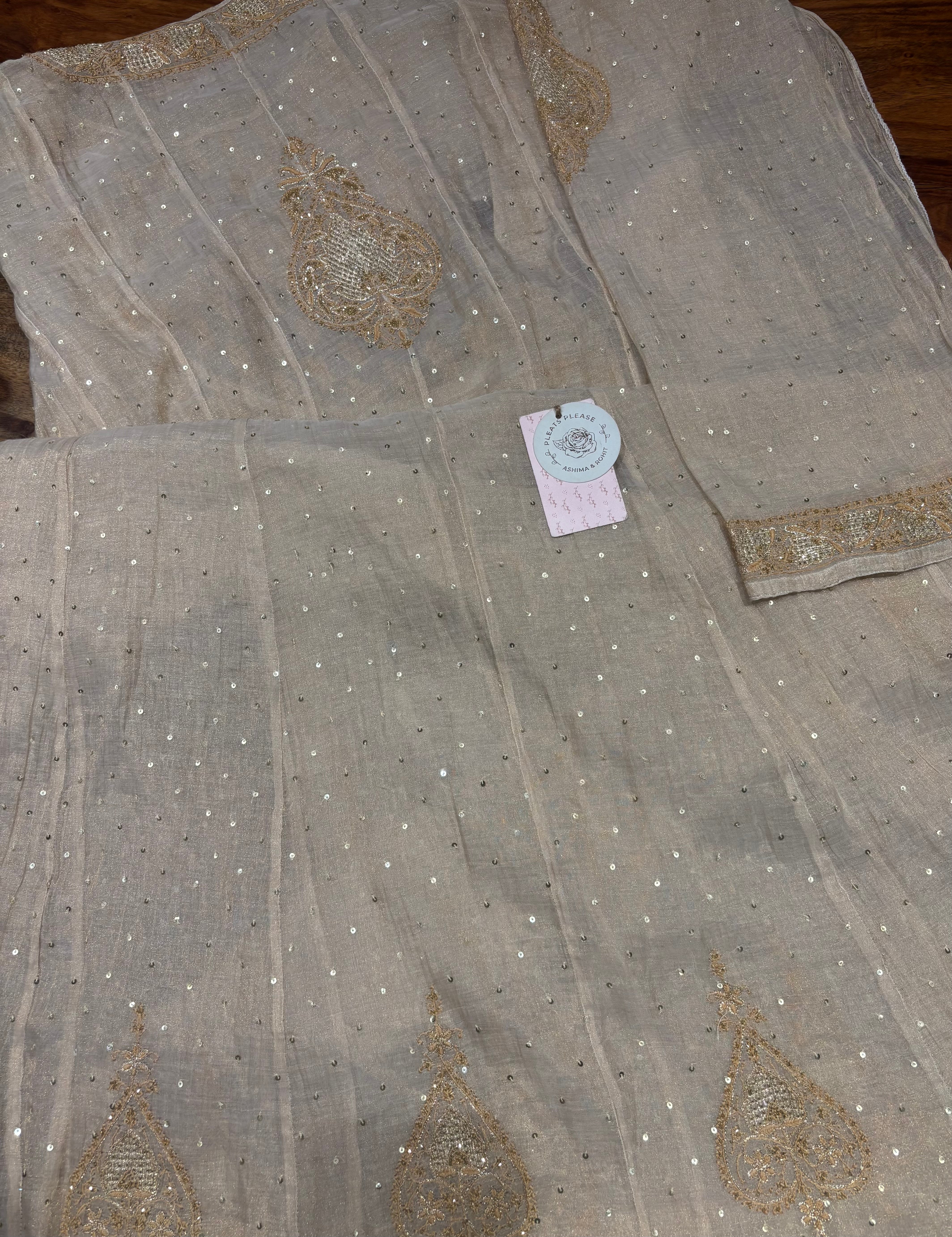 Dyeable Pure & Premium Tissue Chikankari Kalidar Angrakha & Dupatta Set