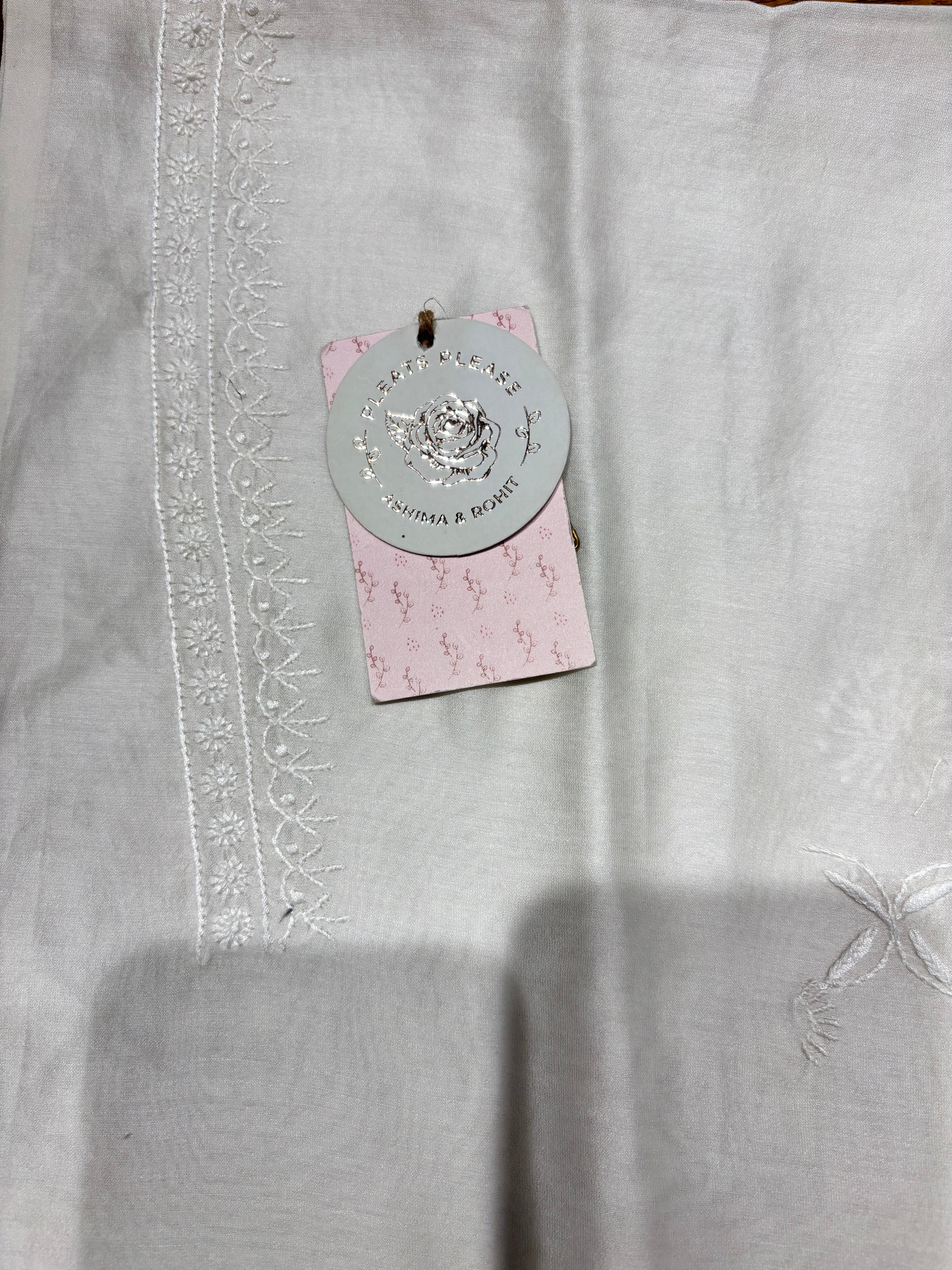 Dyeable Chanderi Silk Chikankari Men’s Kurta Fabric