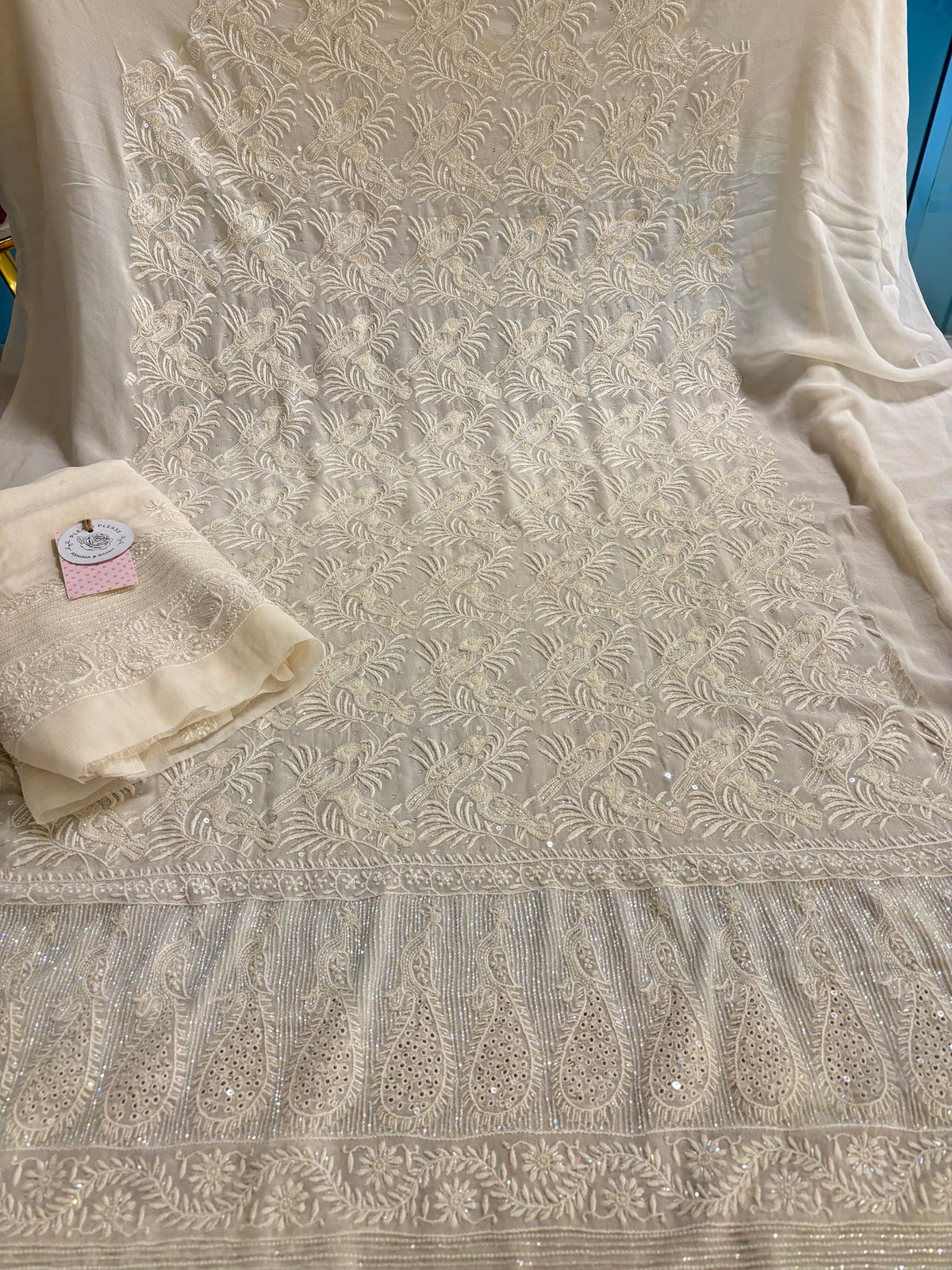 Dyeable Pure Georgette Chikankari Kurta & Dupatta