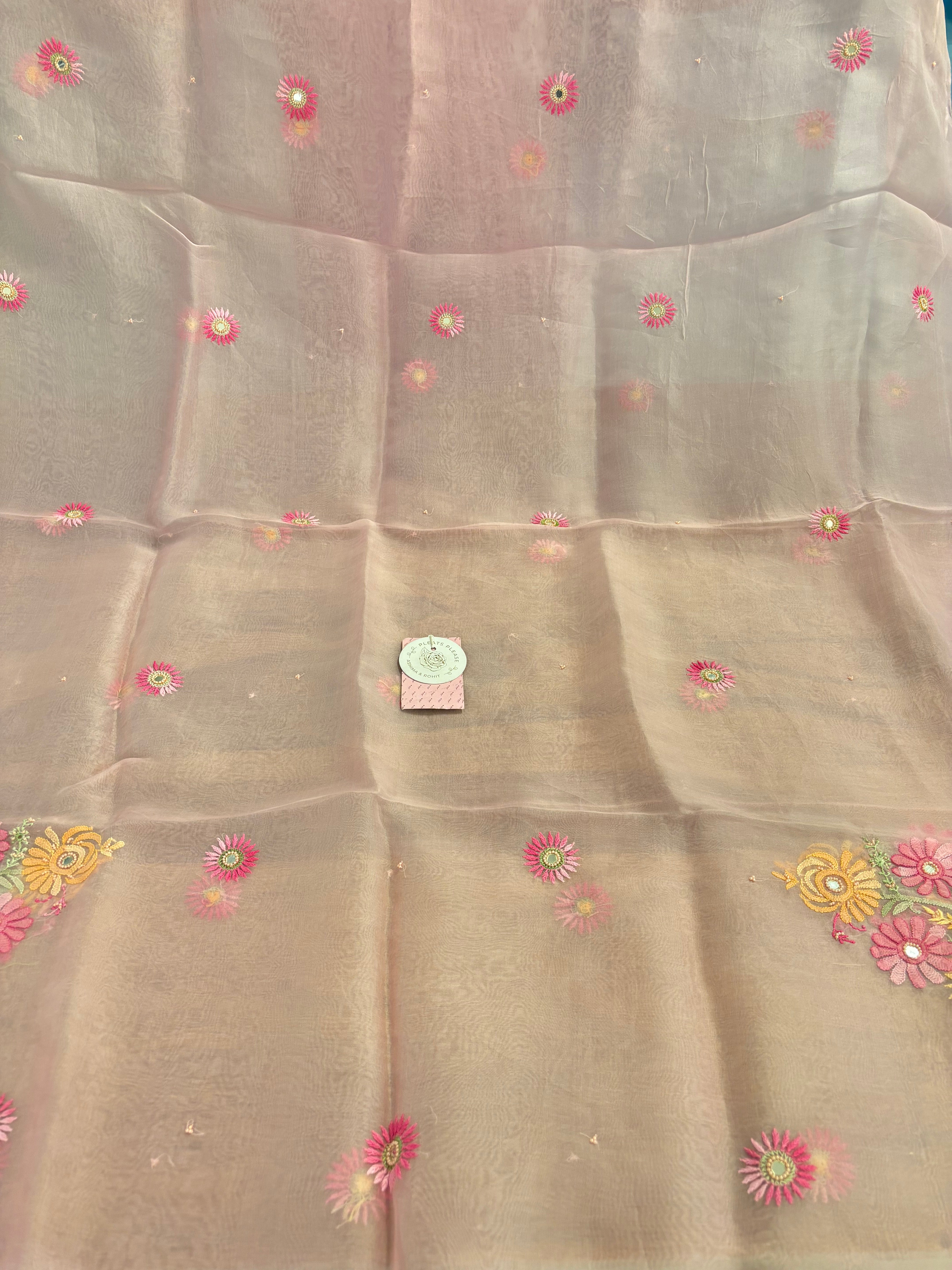 Petal-Blush Pure Organza Chikankari Kurta & Dupatta