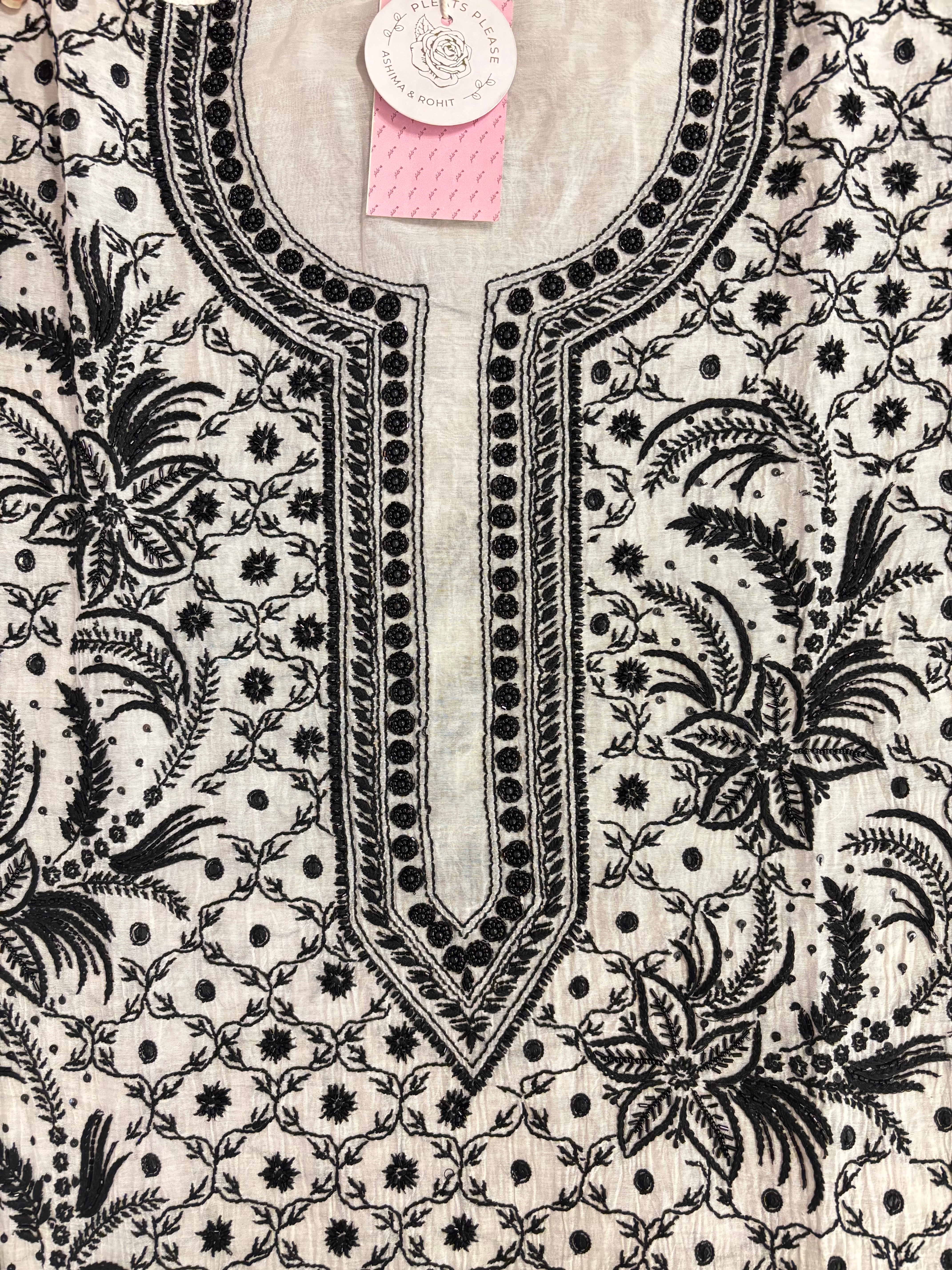 Dyeable Chanderi Chikankari Kurta & Dupatta