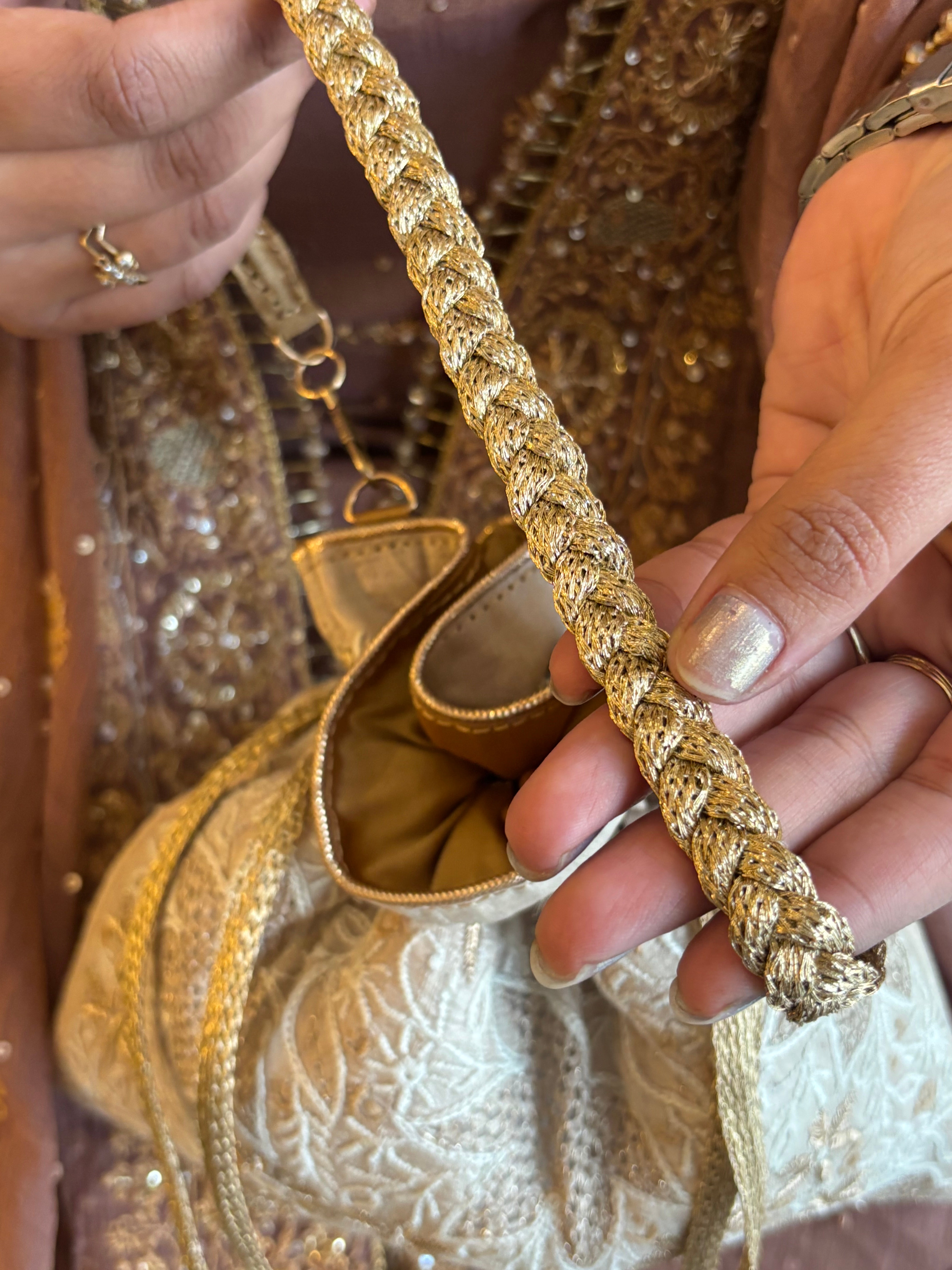 Beige Chikankari Potli