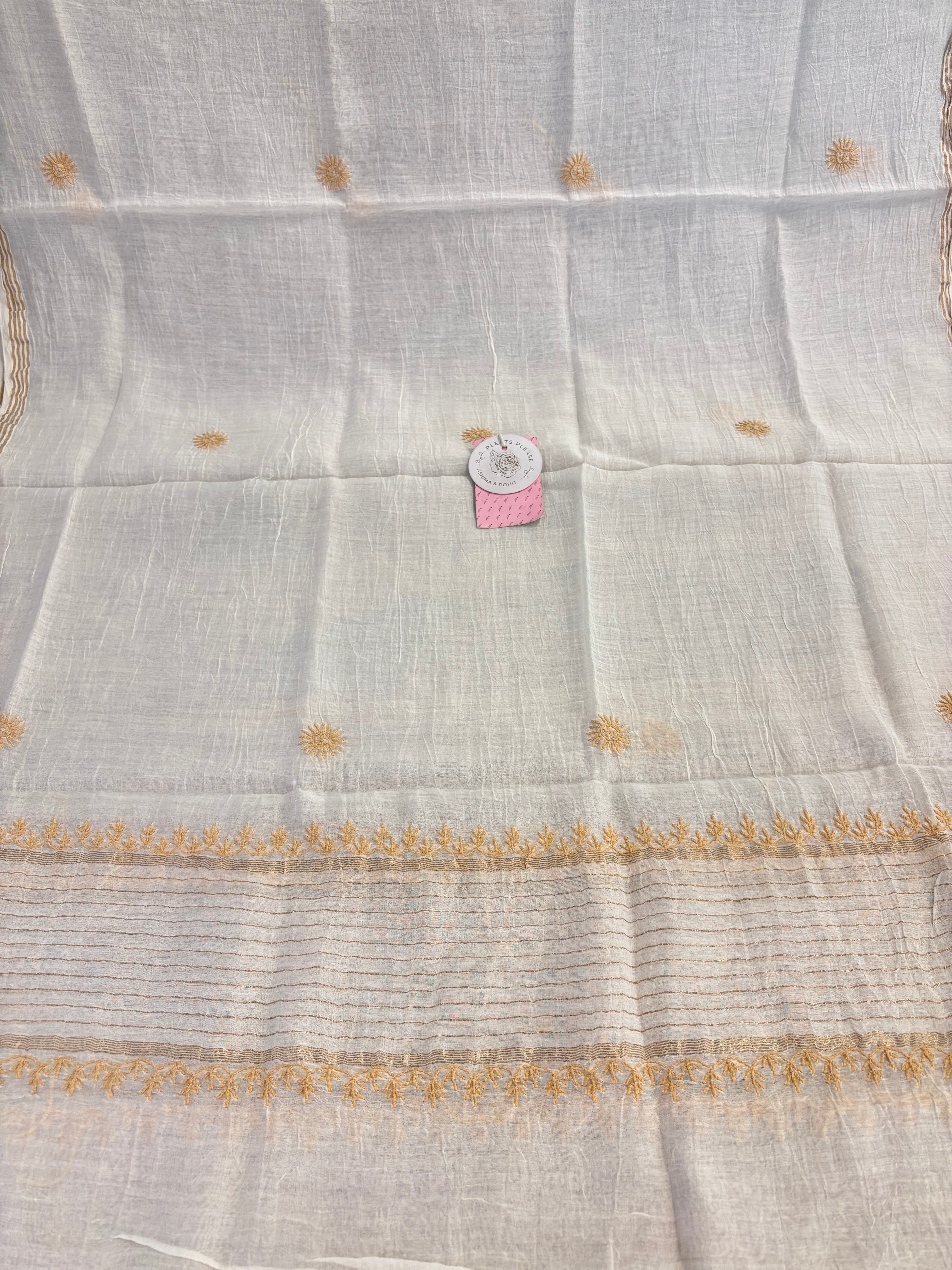 Dyeable Pure Chanderi Chikankari Kurta & Dupatta
