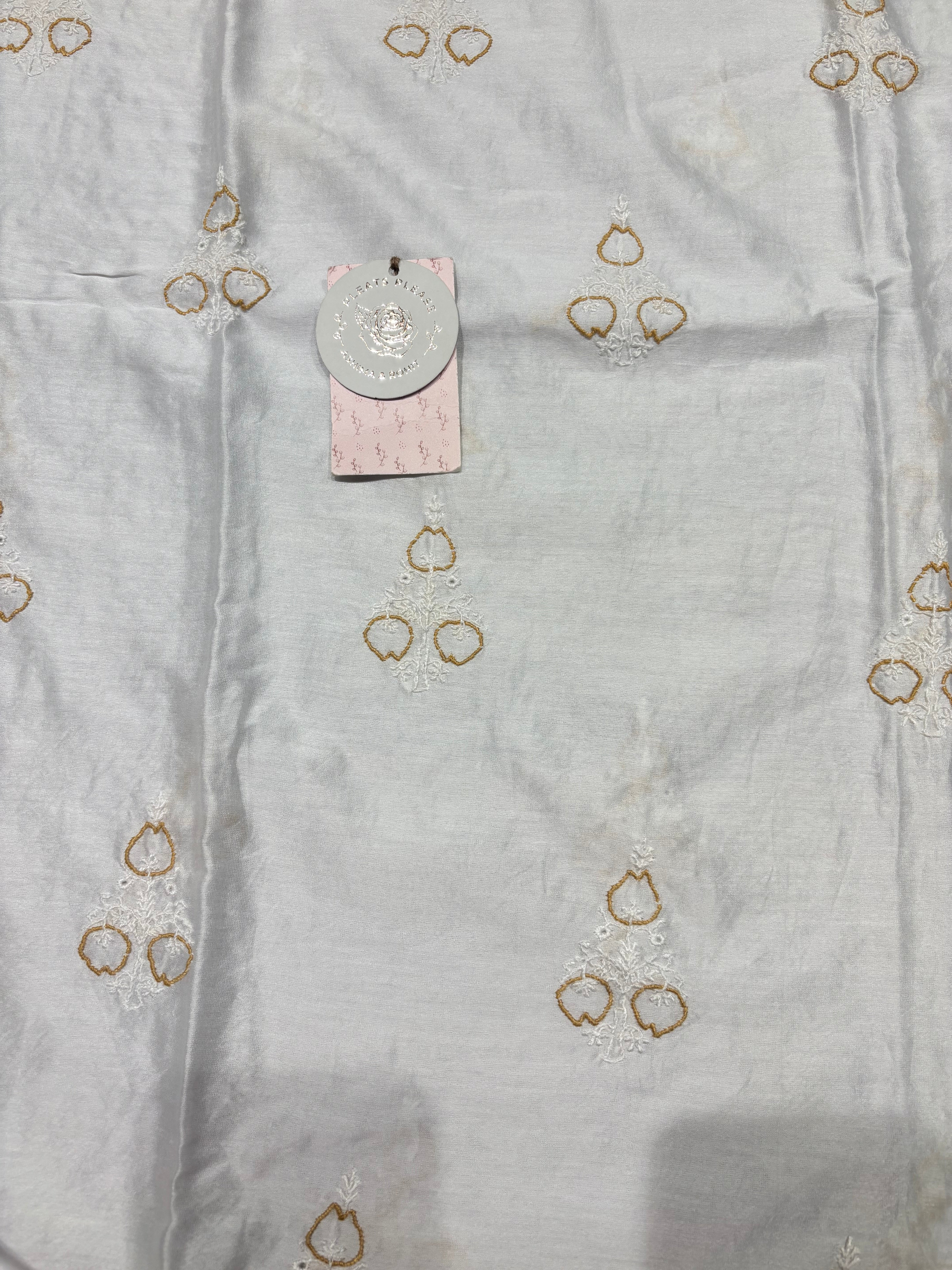 Dyeable  Chanderi  Silk Chikankari Kurta & Dupatta Set
