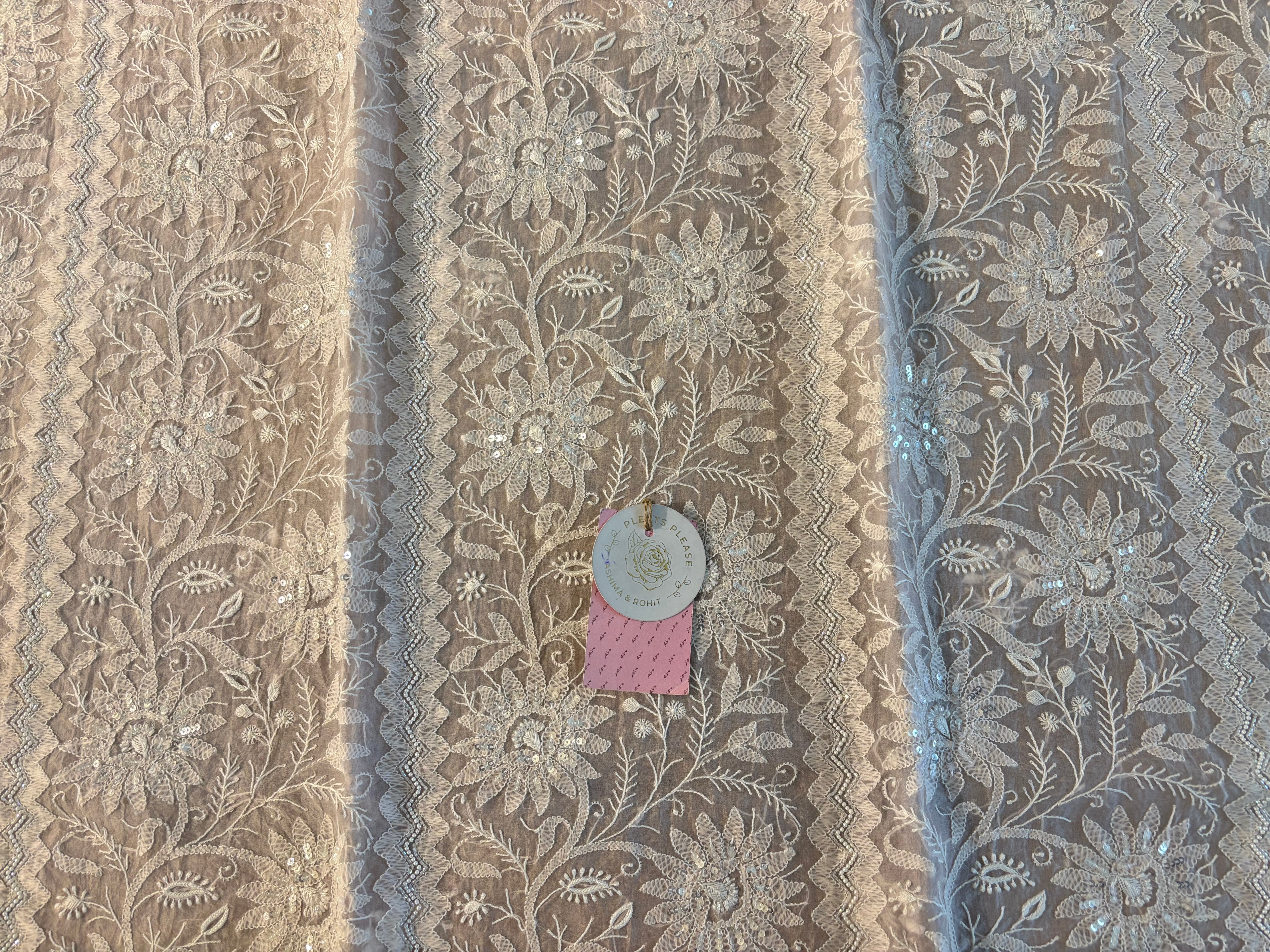 Baby pink Organza Silk Chikankari Kurta & Dupatta