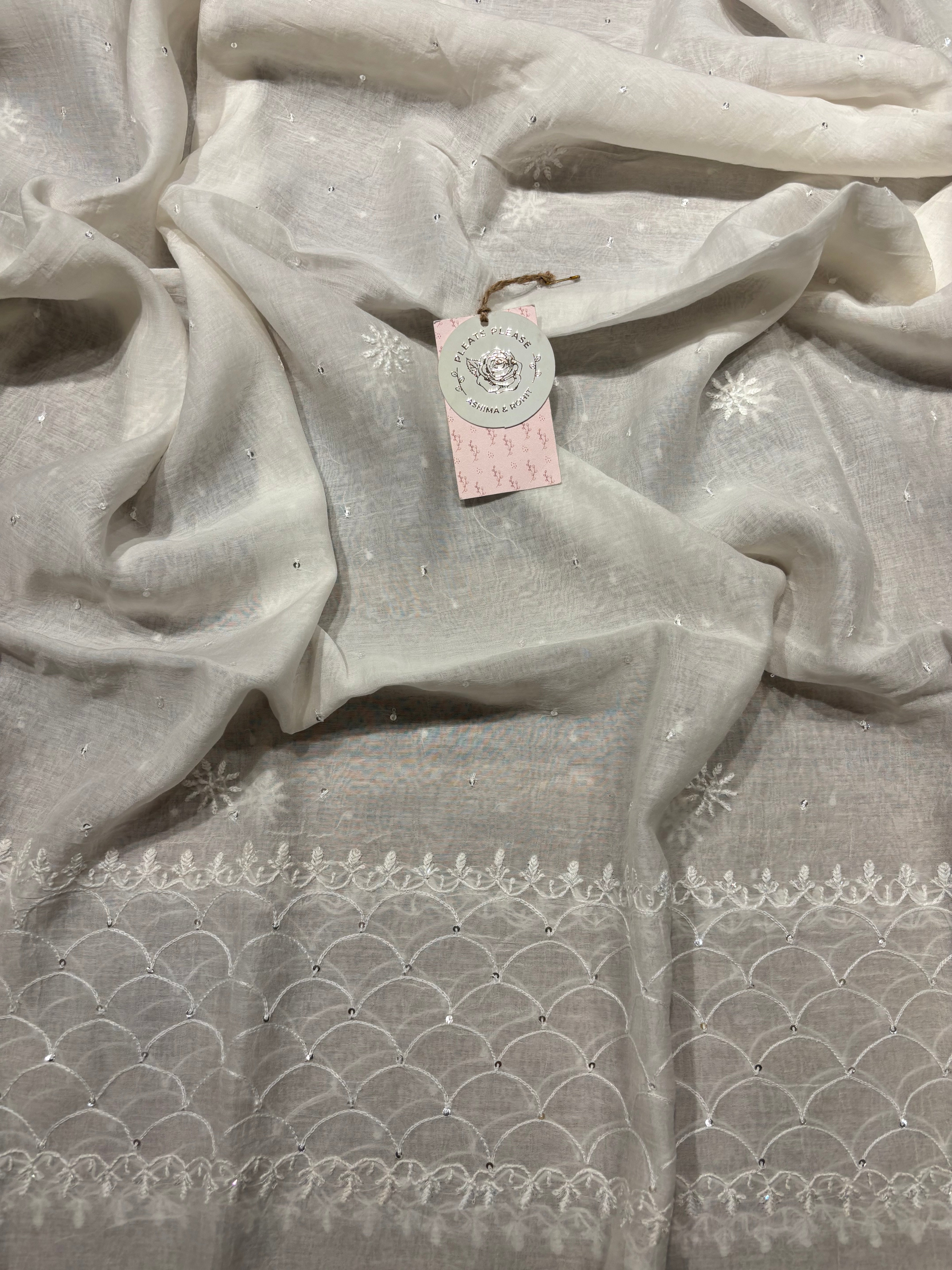 Dyeable Chanderi Mul Chikankari Anarkali and Dupatta set