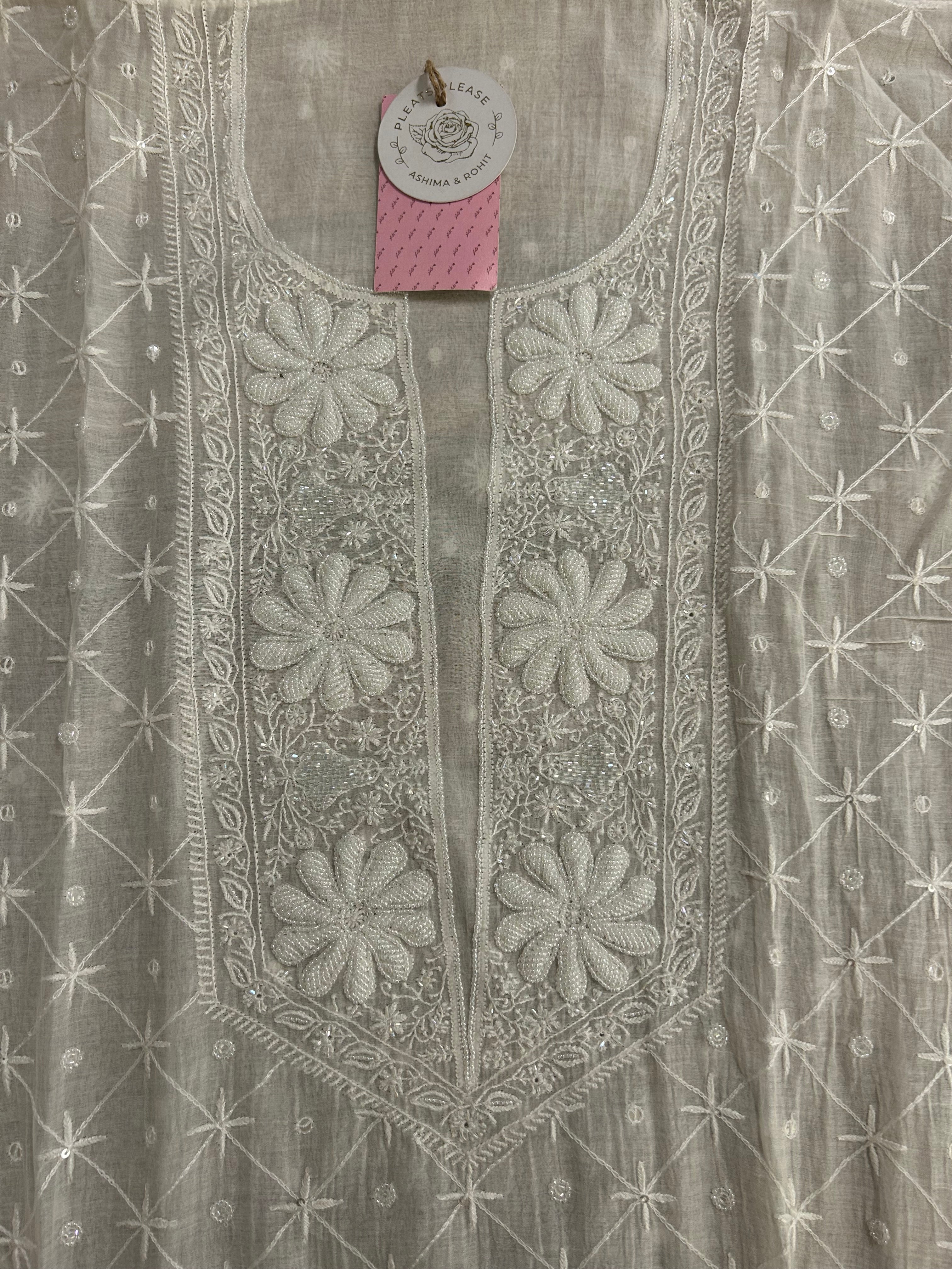 Dyeable Chanderi Mul Chikankari Kurta & Dupatta