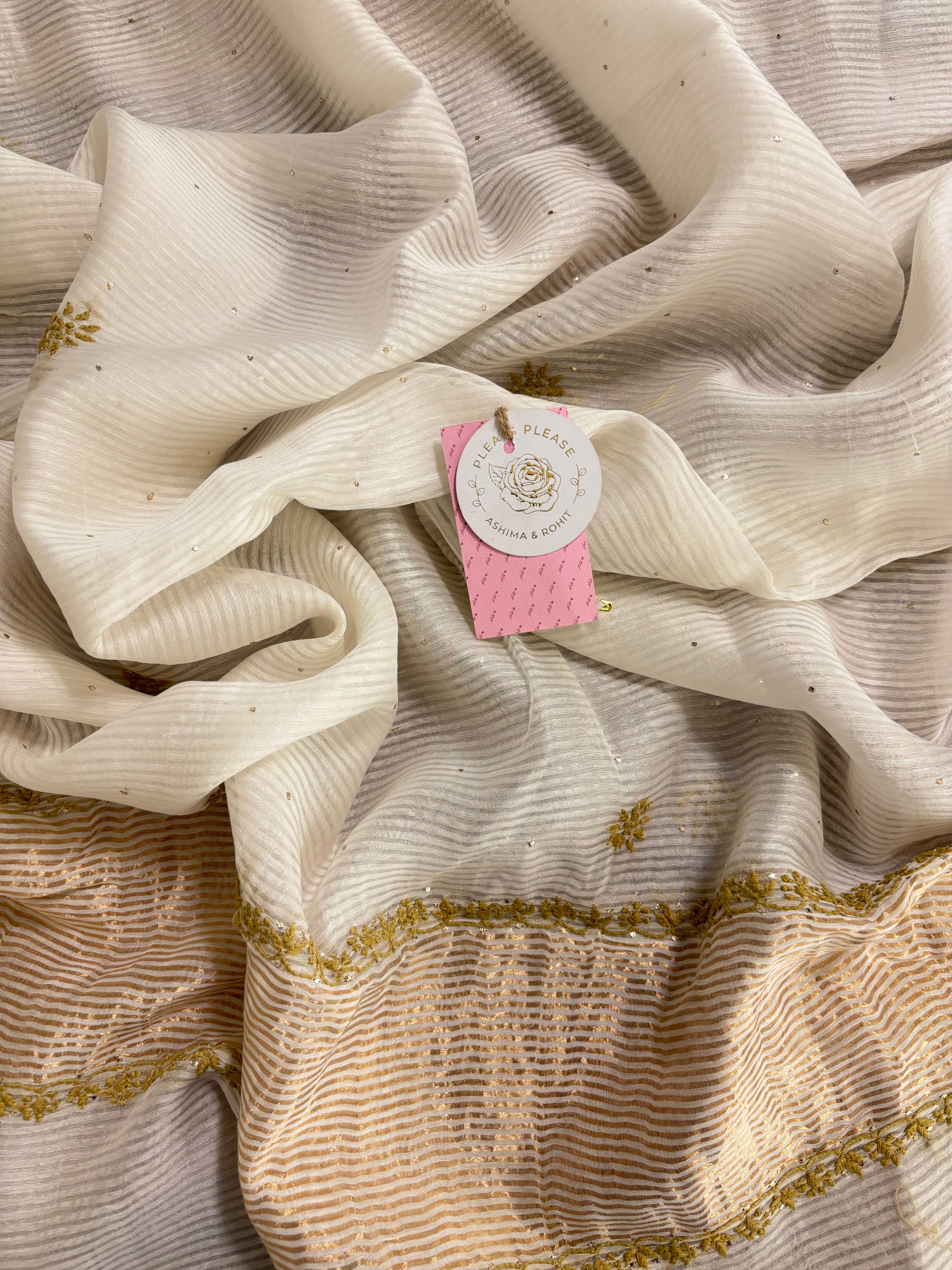Dyeable Chanderi Chikankari Mukaish Anarkali & Dupatta Set