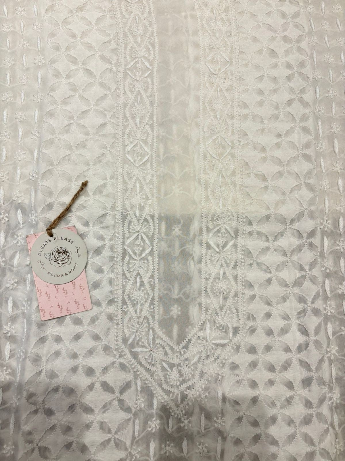 Dyeable Pure & Premium Georgette Chikankari Men’s Sherwani Fabric