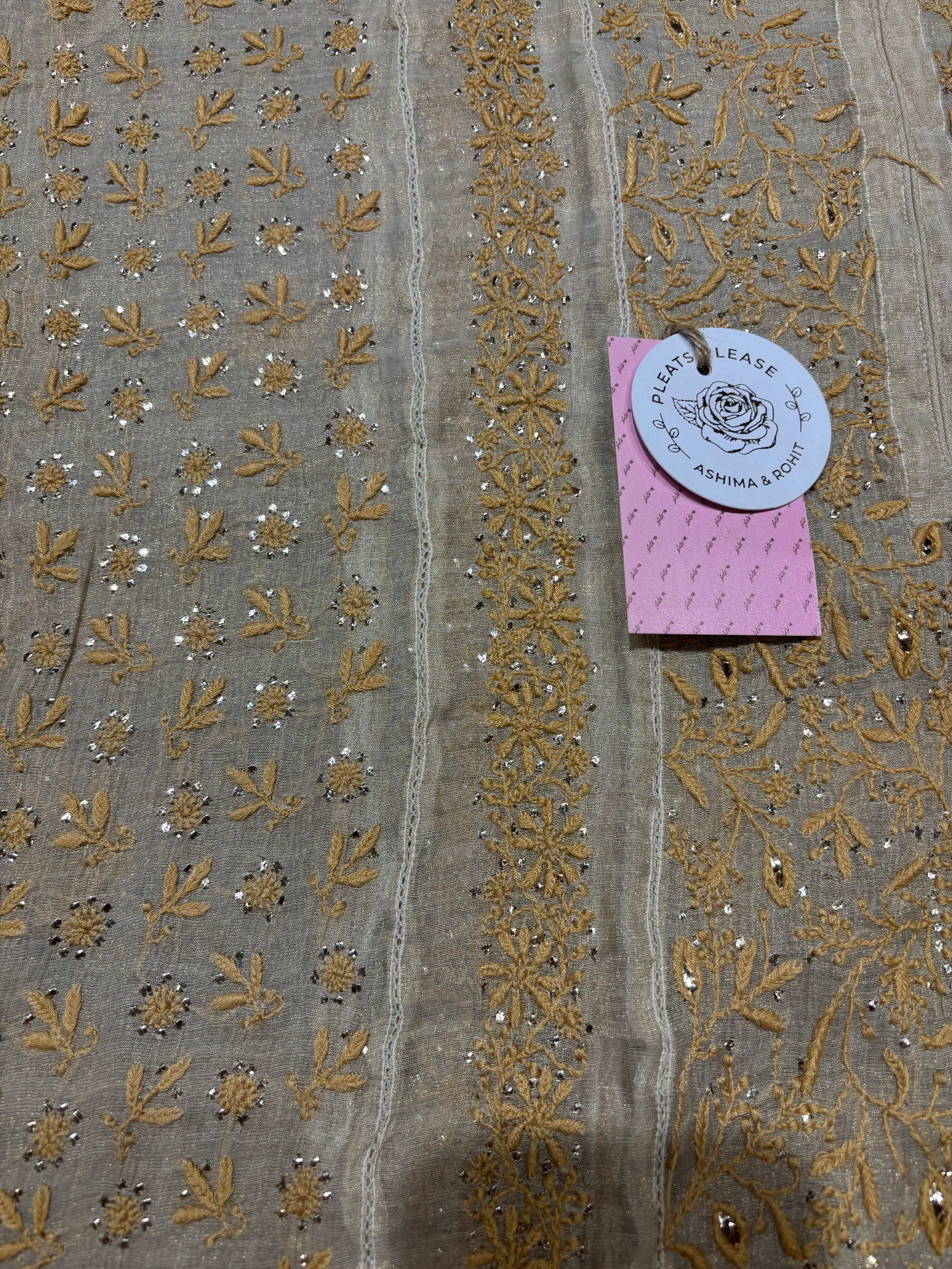 Dyeable Pure and Premium Tissue Chikankari Kalidar Kurta and Dupatta Set