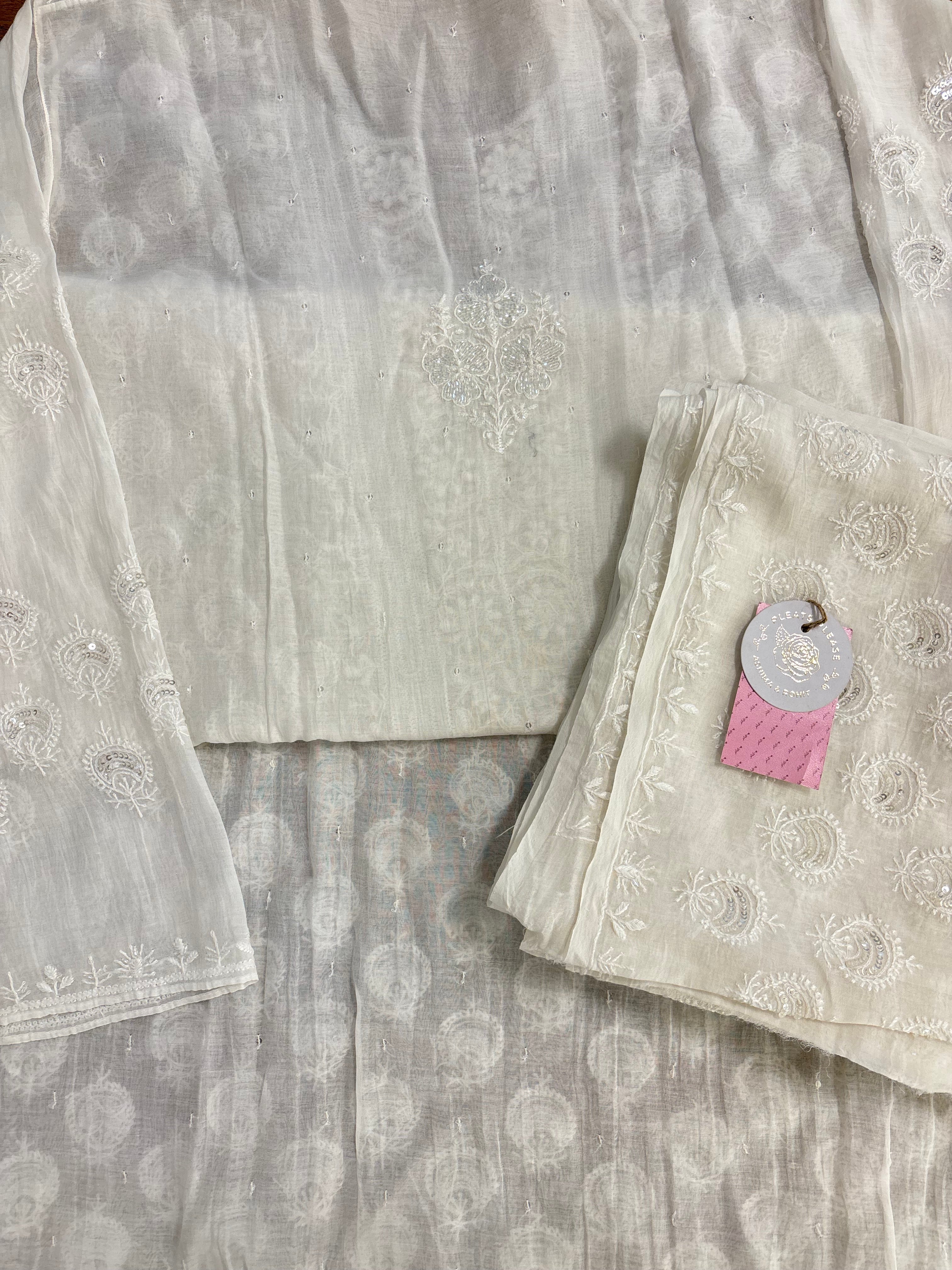 Dyeable Chanderi Chikankari Kurta & Dupatta