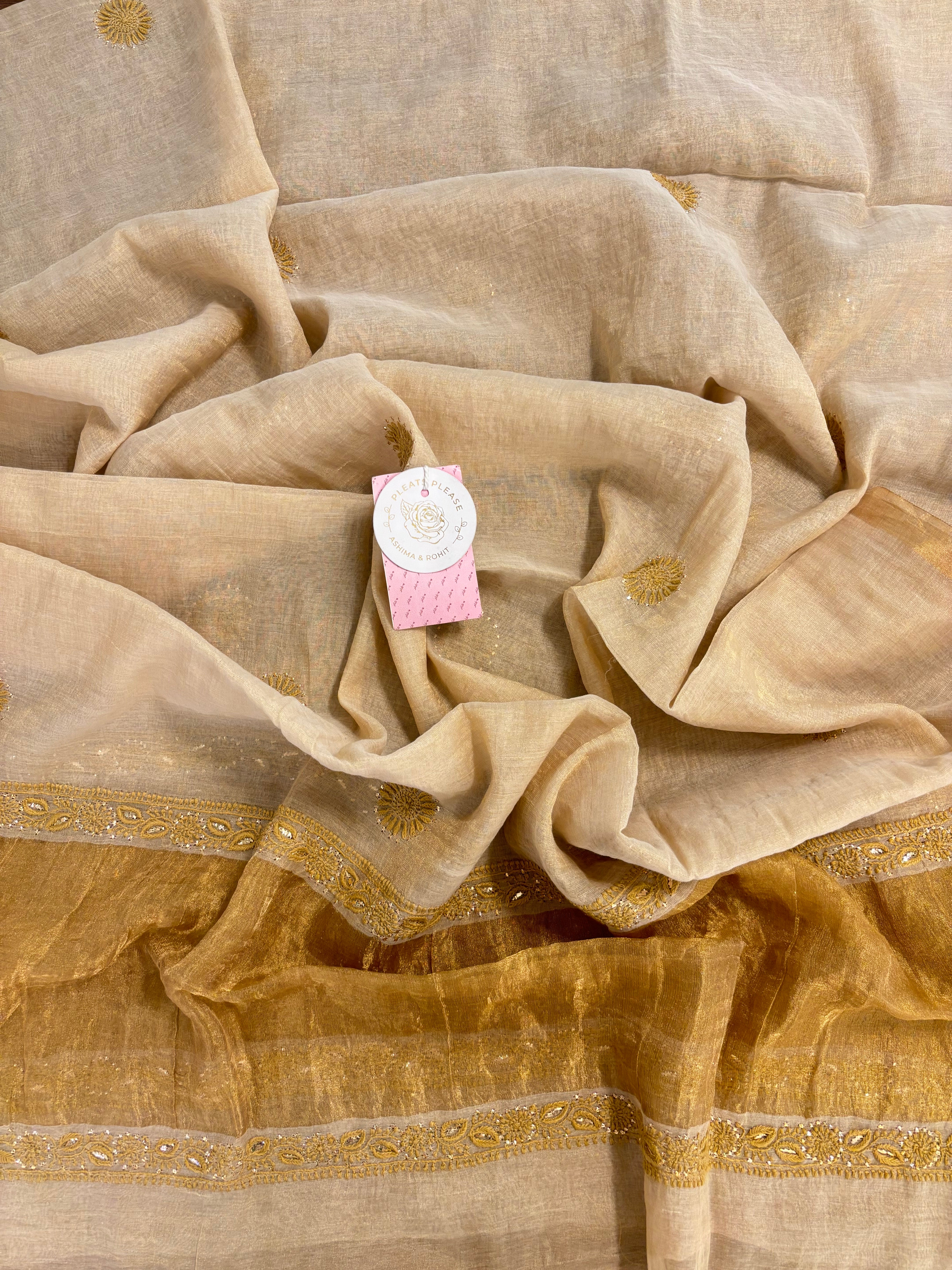 Dyeable Pure & Premium Tissue Mukaish Chikankari Bajirao Anarkali & Dupatta