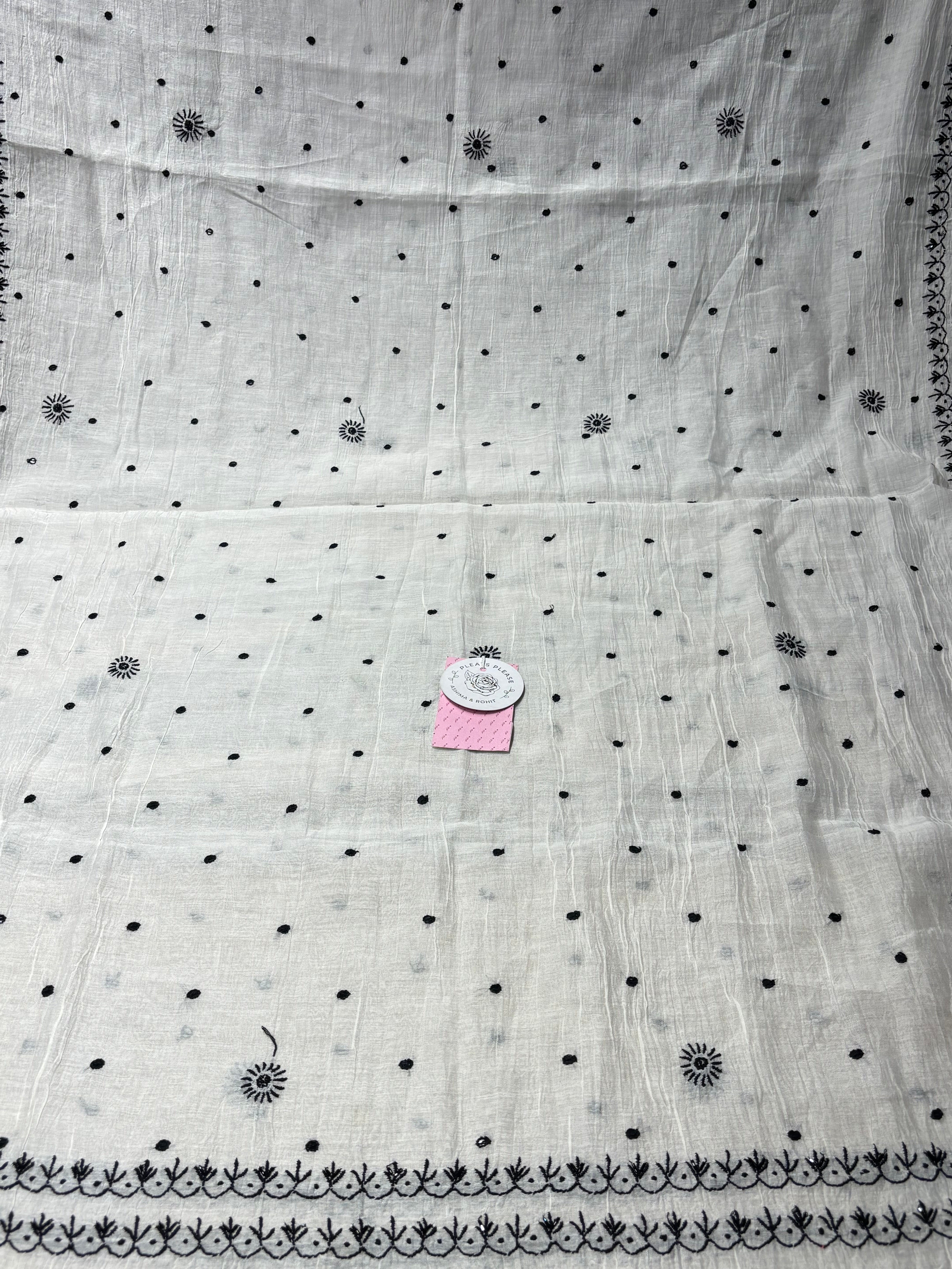 Dyeable Chanderi Mul Chikankari Kurta & Dupatta