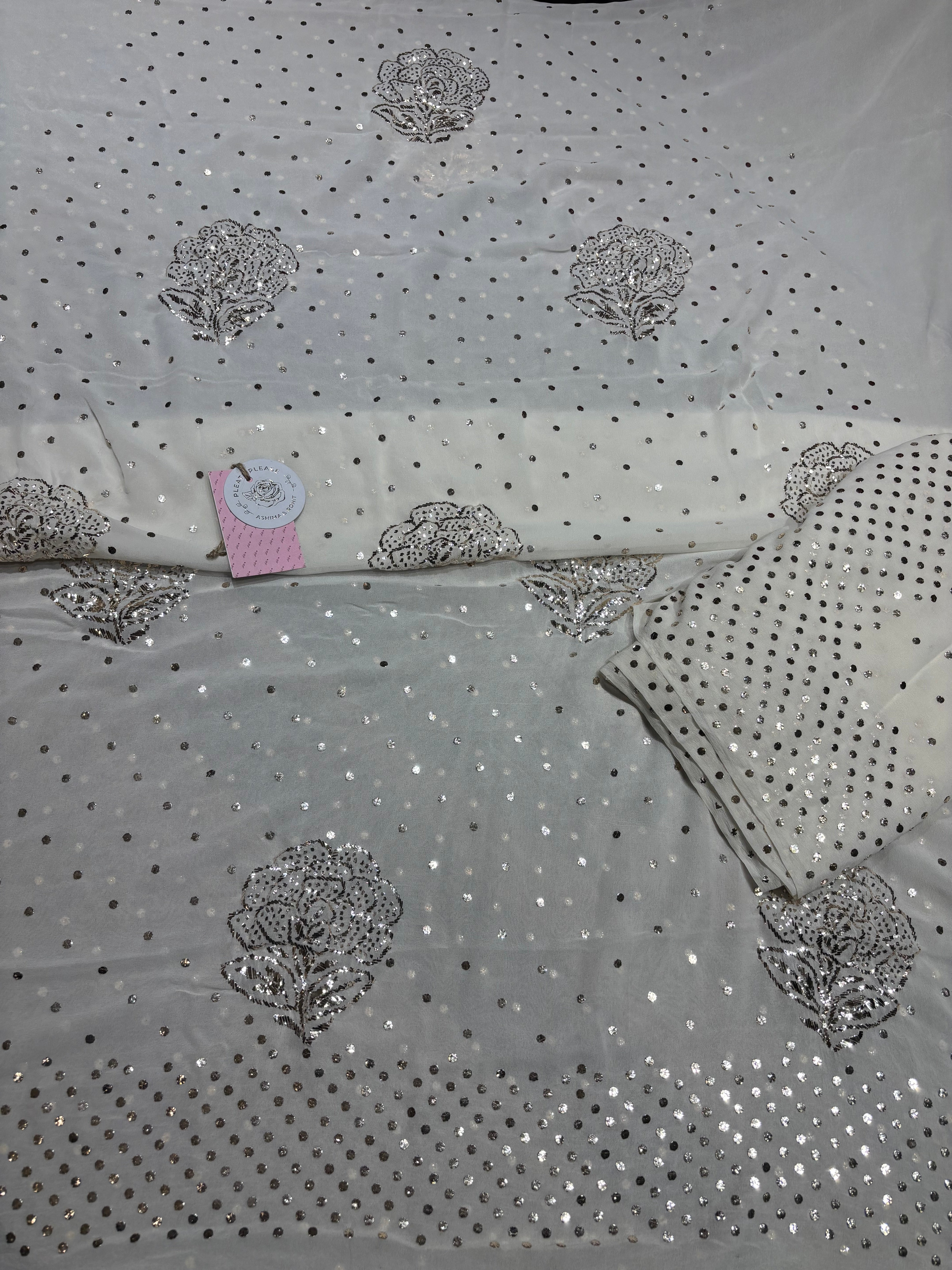 Dyeable pure and Premium Georgette Mukaish Kurta and Dupatta Set