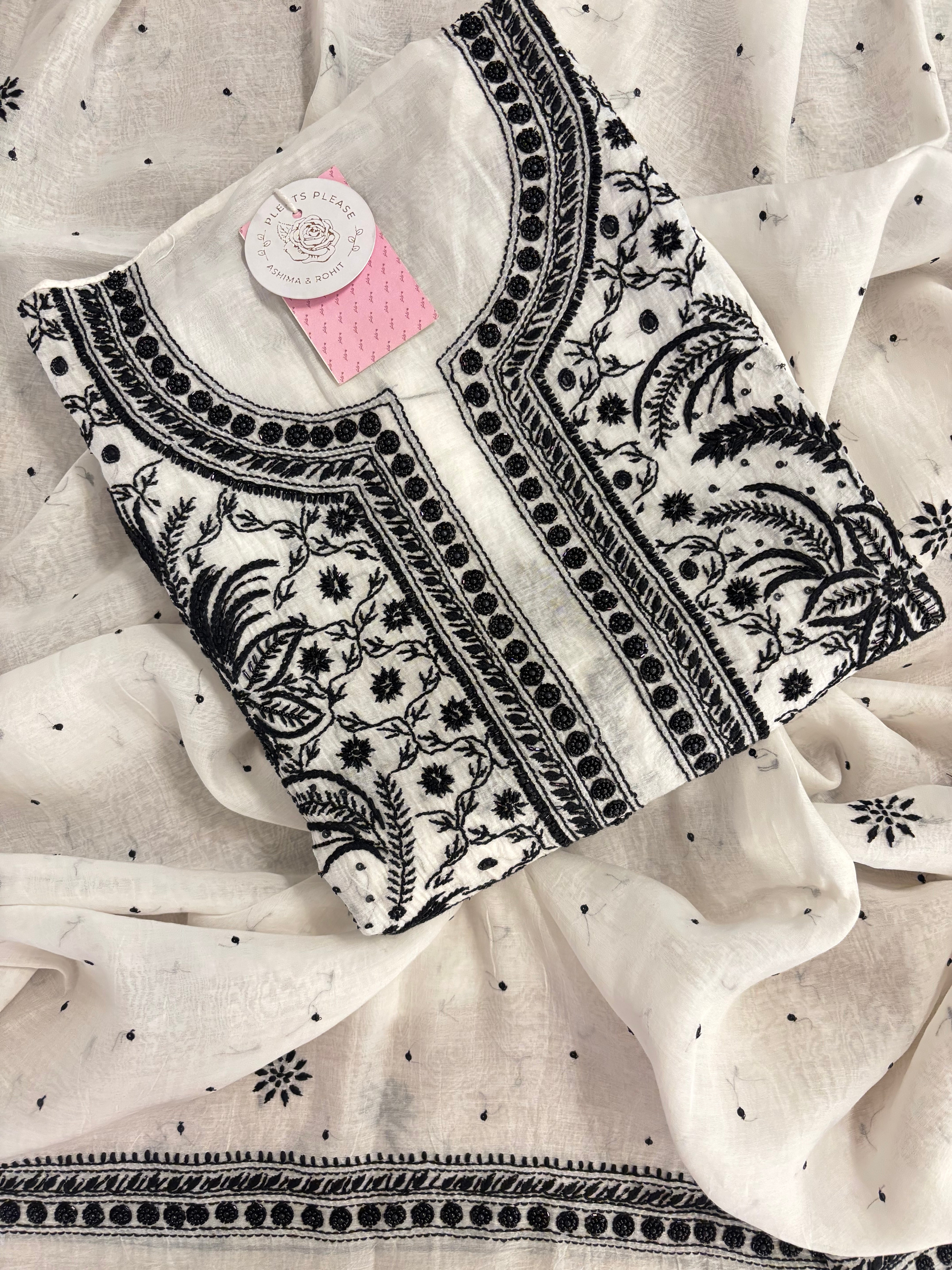 Dyeable Chanderi Chikankari Kurta & Dupatta