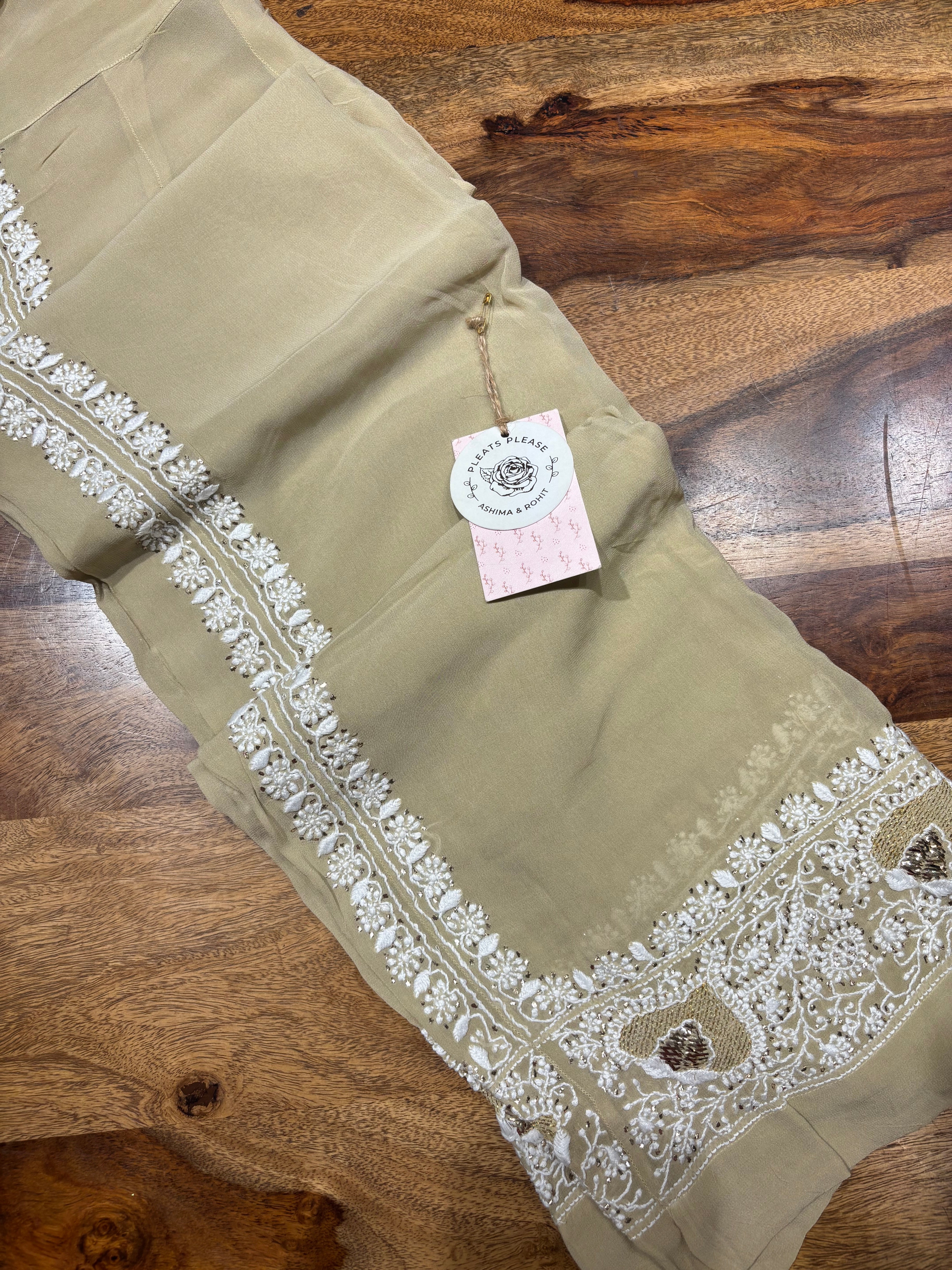 Brown Pure And Premium  Georgette Chikankari Co-ord Set