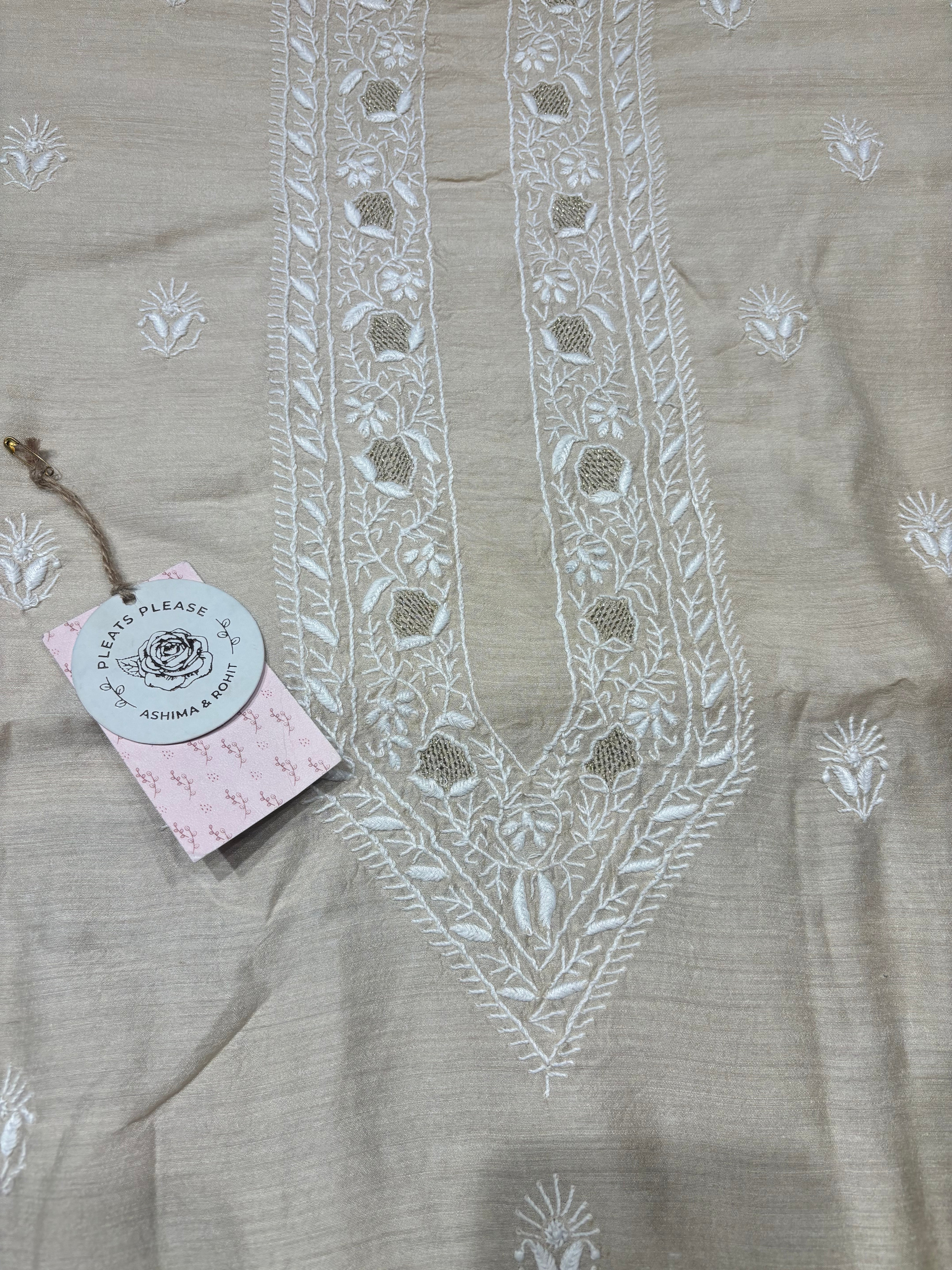 Dyeable Monga Silk Chikankari Chikankari Men’s Kurta Fabric