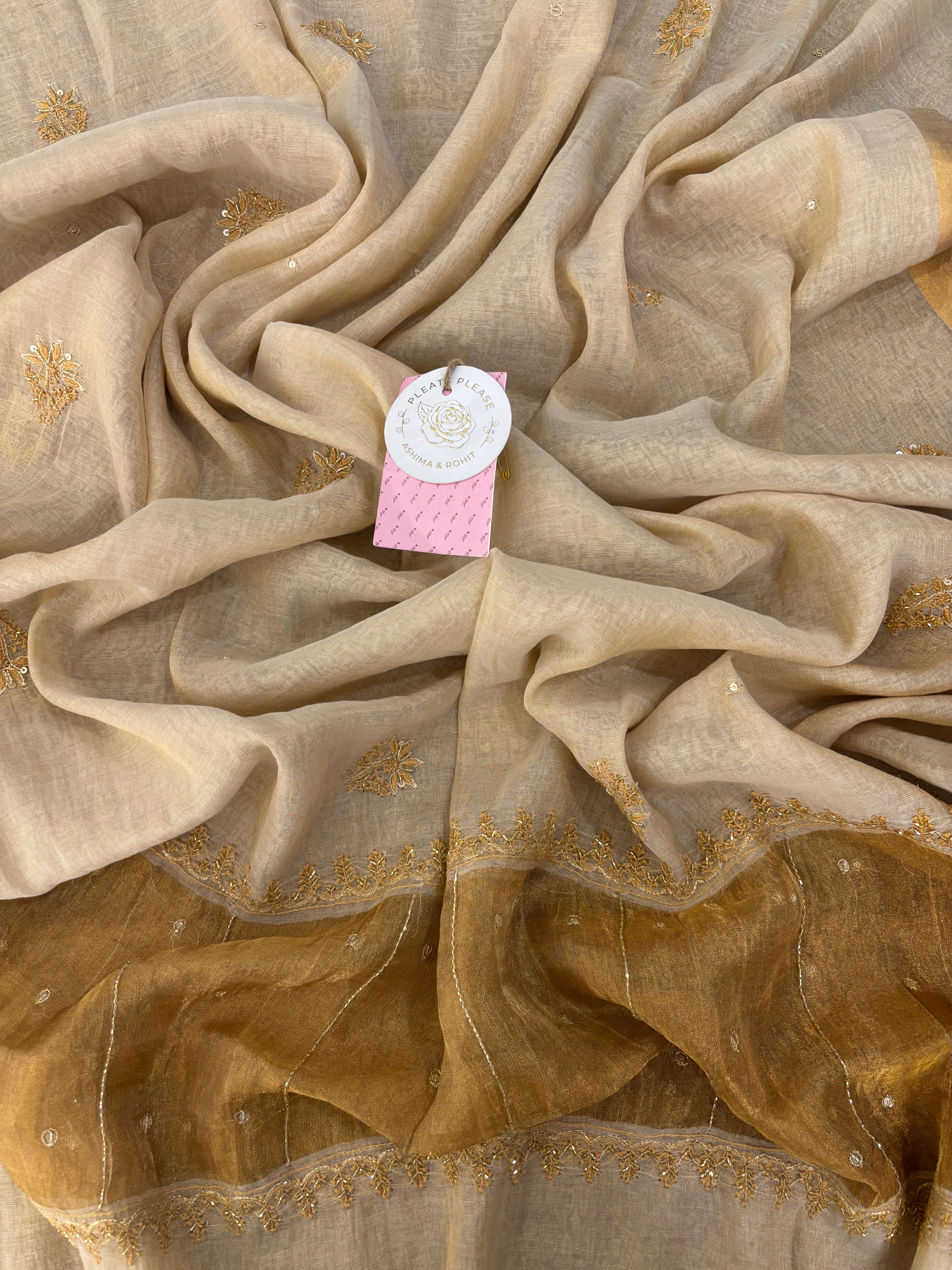 Dyeable Pure & Premium Tissue Chikankari Kurta & Dupatta - Pleats PleaseChikankari