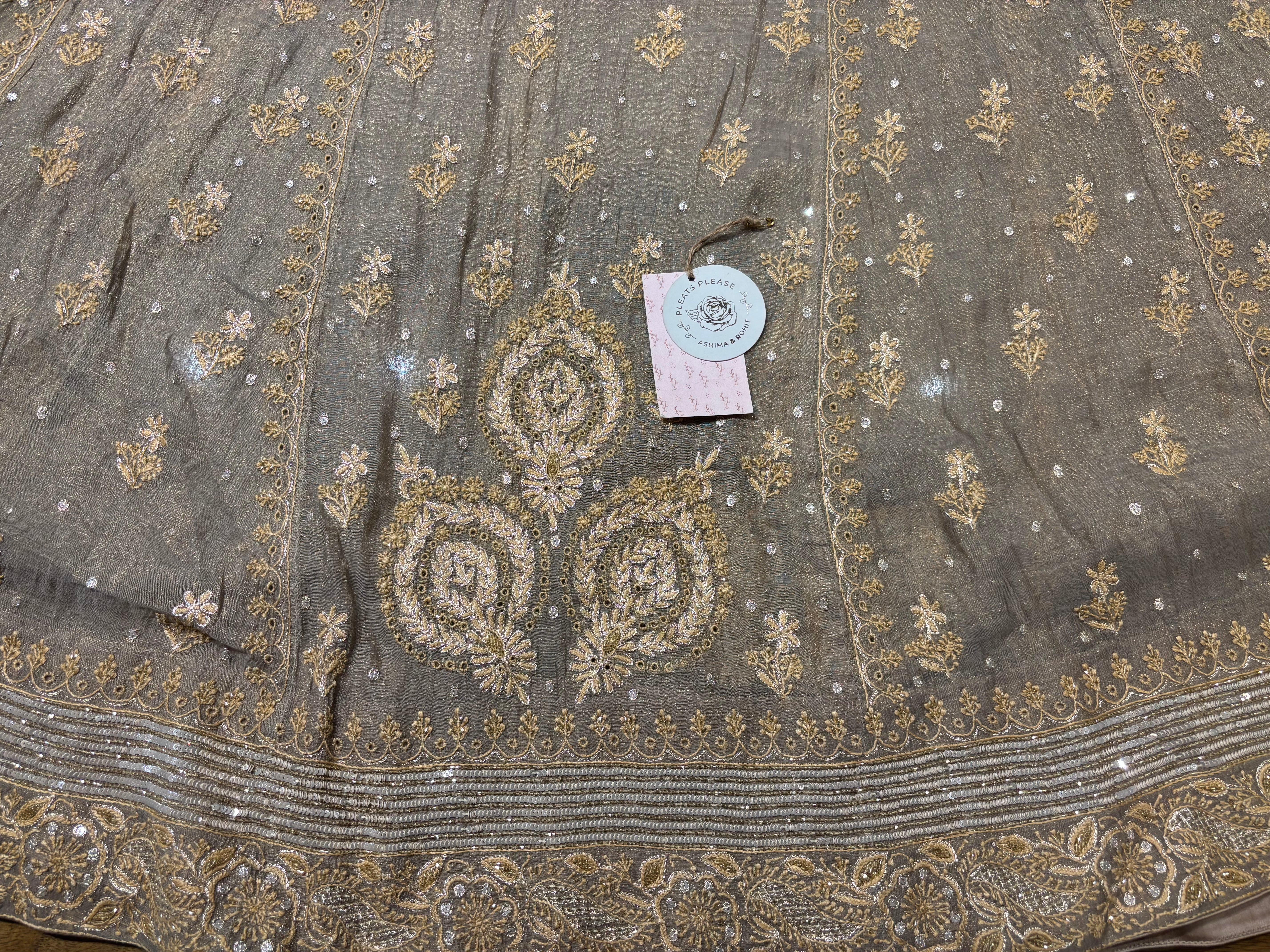 Sand Dune Tissue Chikankari Anarkali and Dupatta