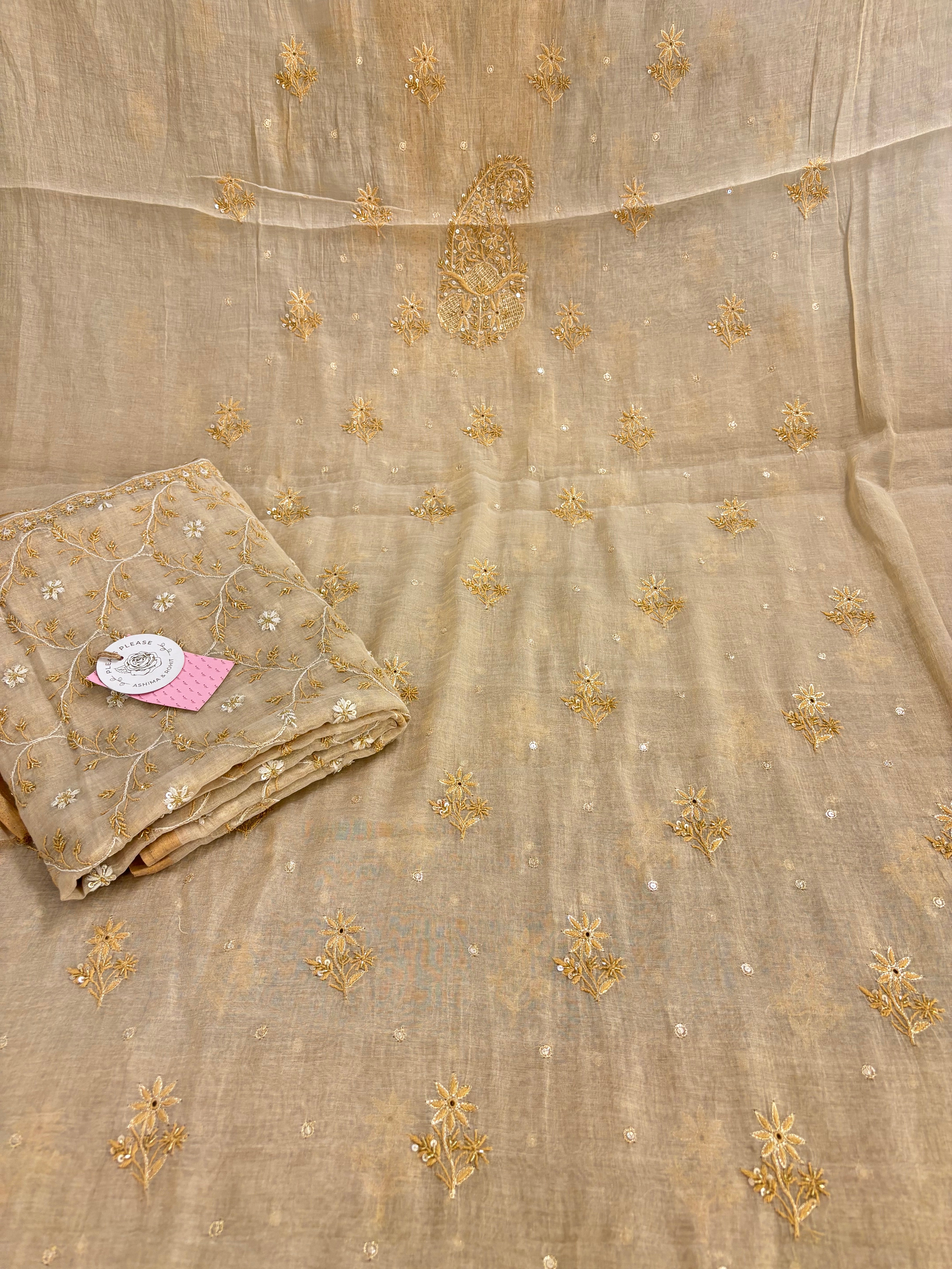 Dyeable Pure & Premium Tissue Chikankari Kurta & Dupatta