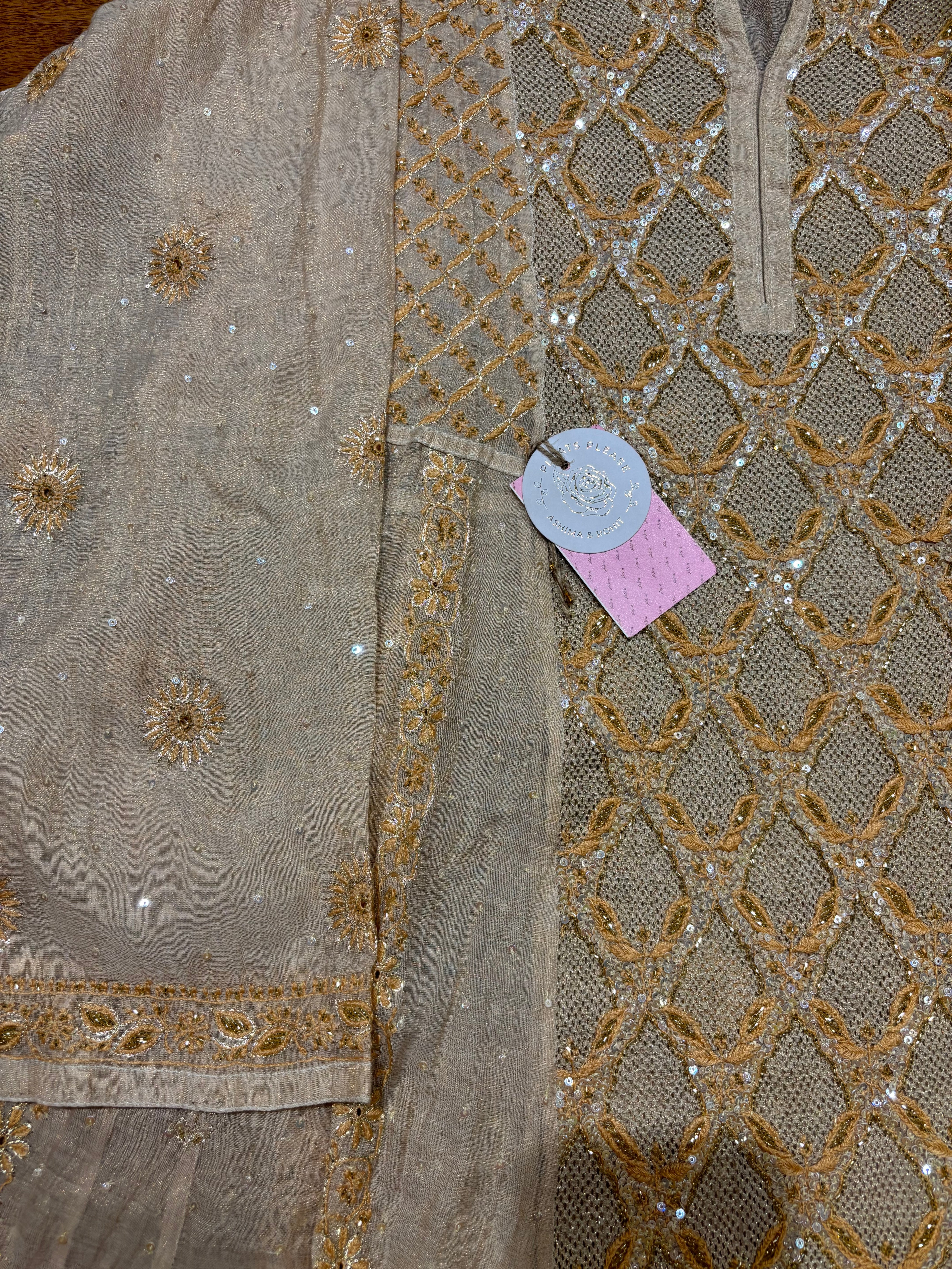 Dyeable Pure & Premium Tissue Chikankari Jaali Anarkali & Dupatta Set