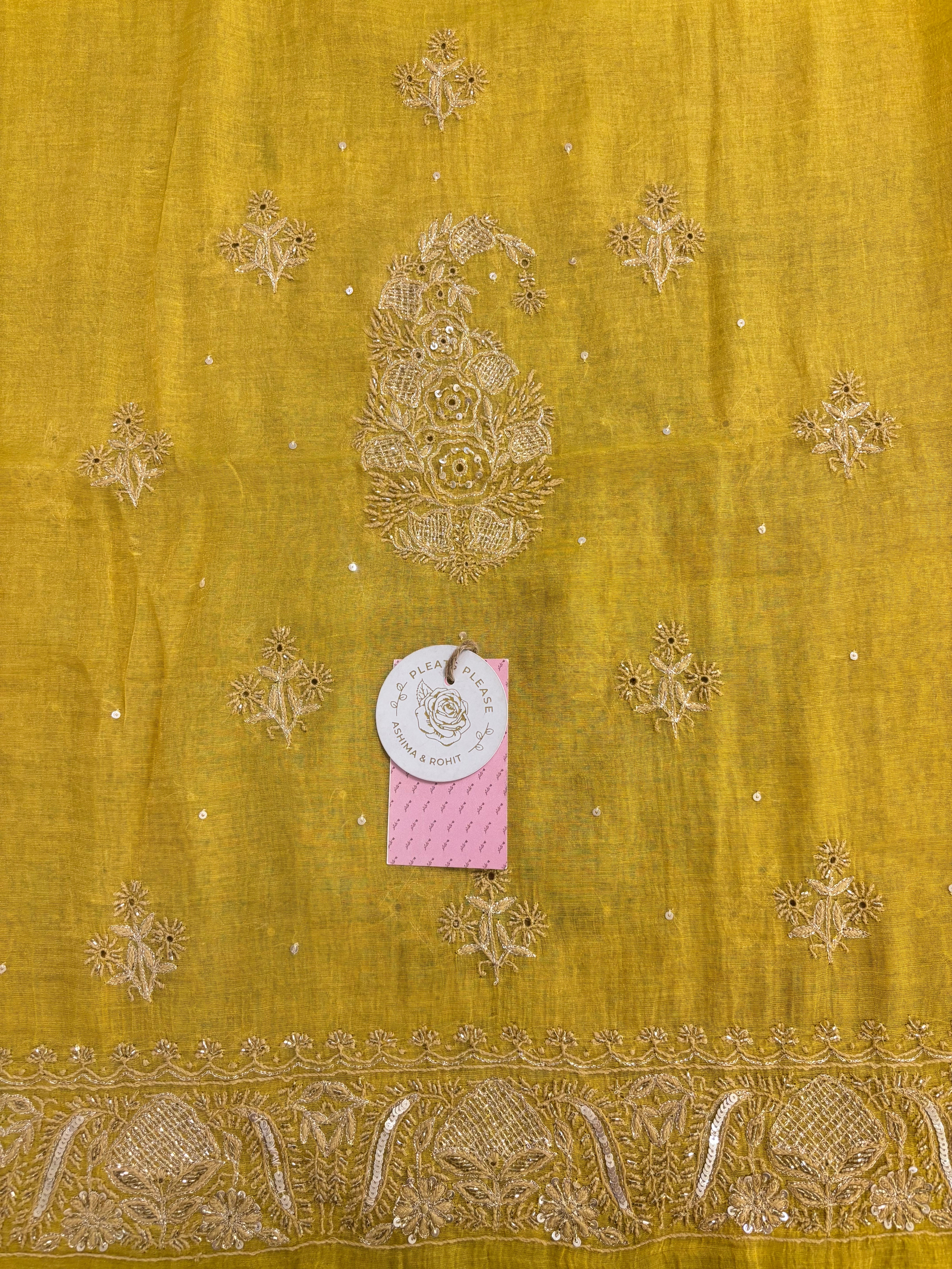 Yellow Pure & Premium Tissue Chikankari Kurta & Dupatta