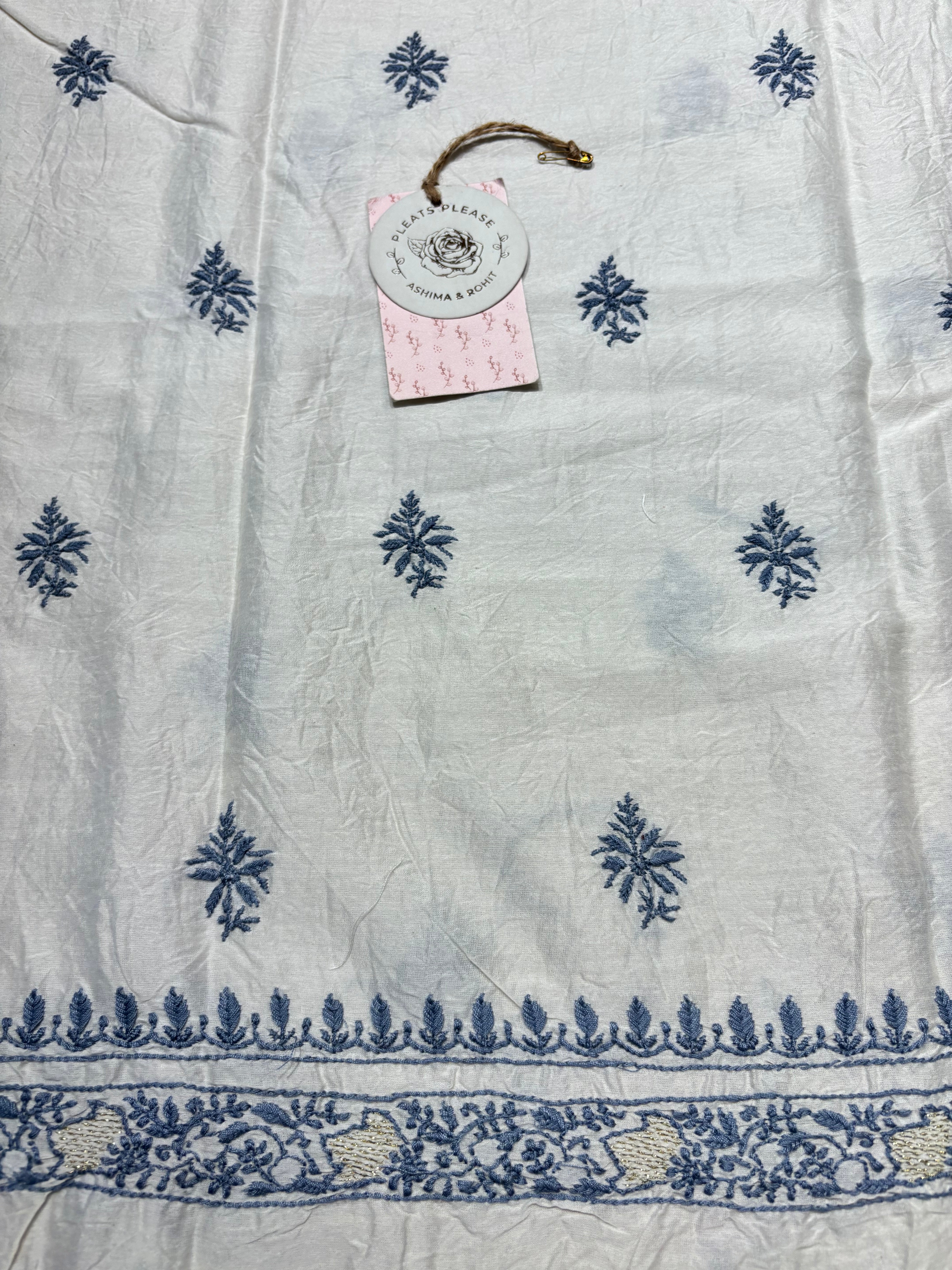 Dyeable Chanderi Silk Chikankari Men’s Kurta Fabric