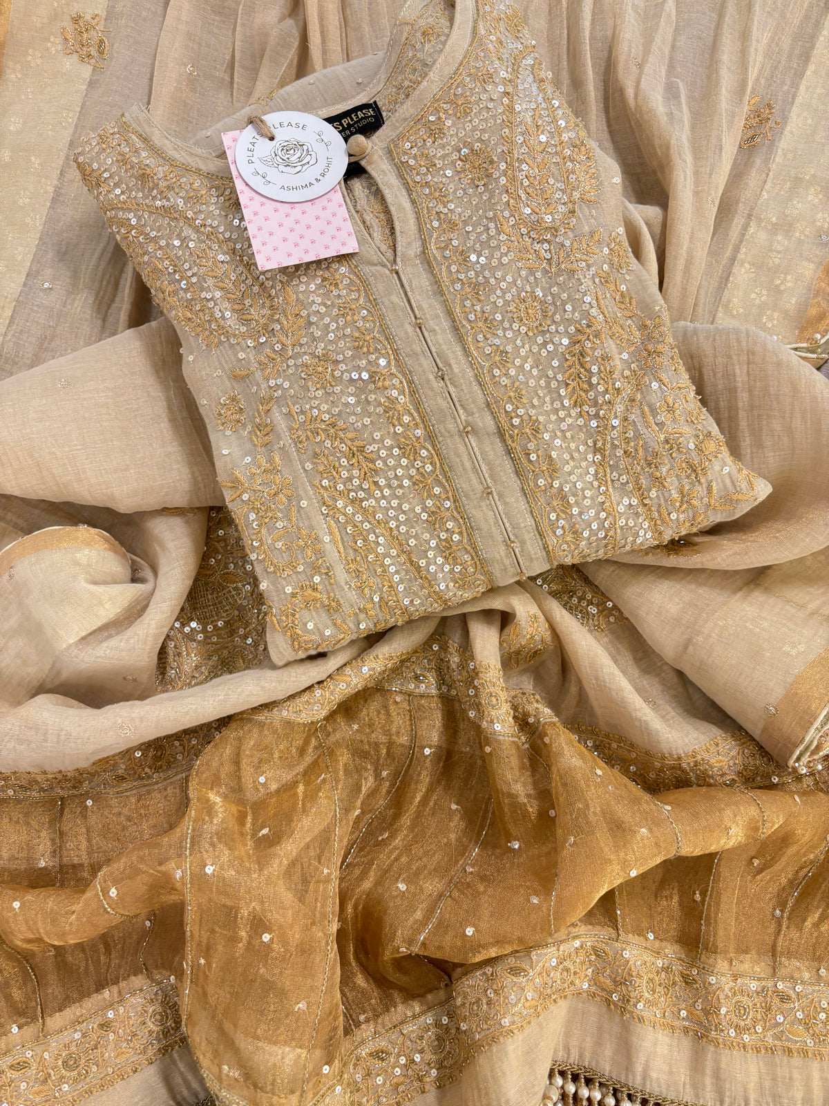 Dyeable Pure & Premium Tissue Chikankari Anarkali & Dupatta
