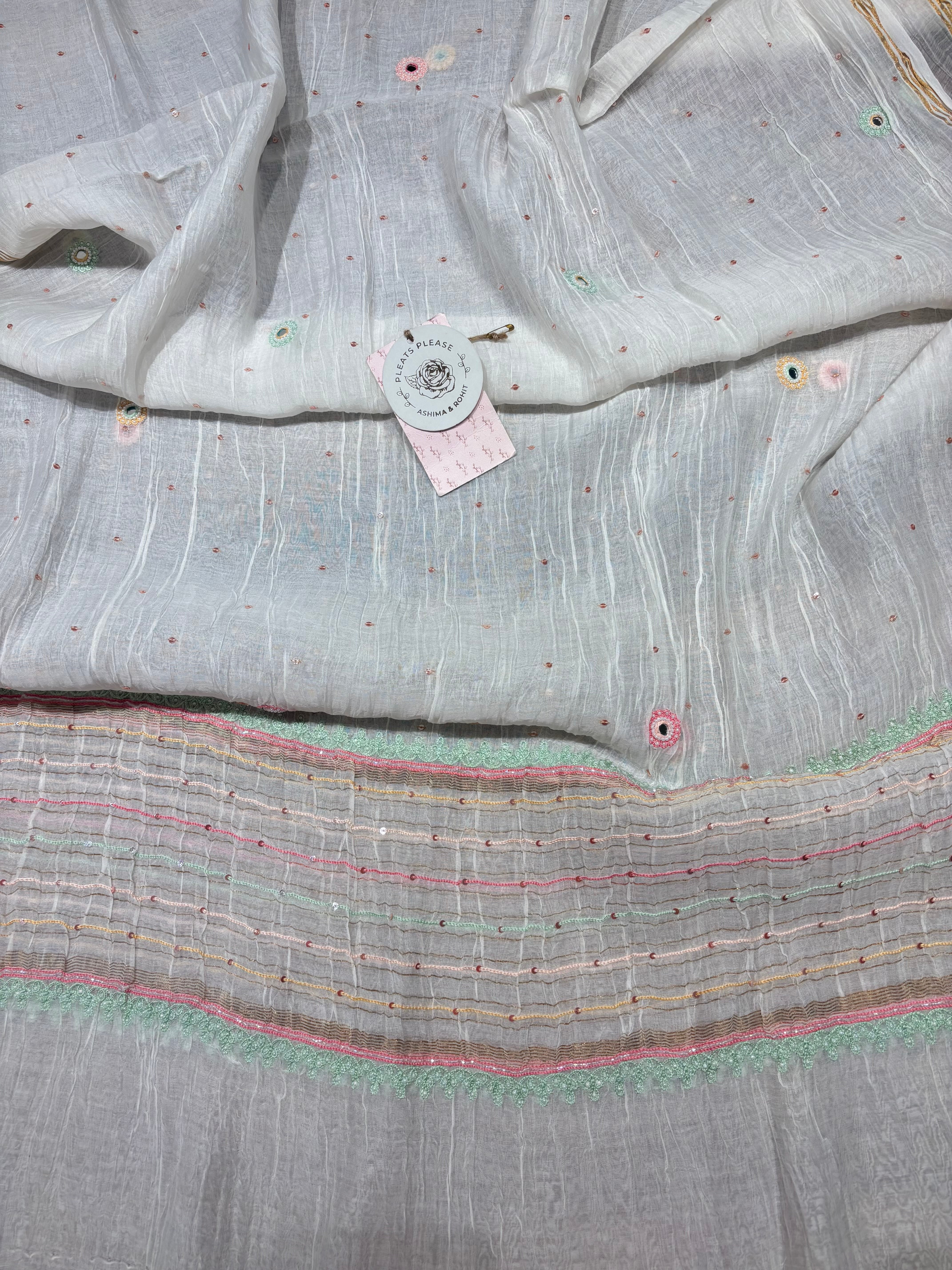 Dyeable Chanderi Mul Chikankari Kurta & Dupatta Set