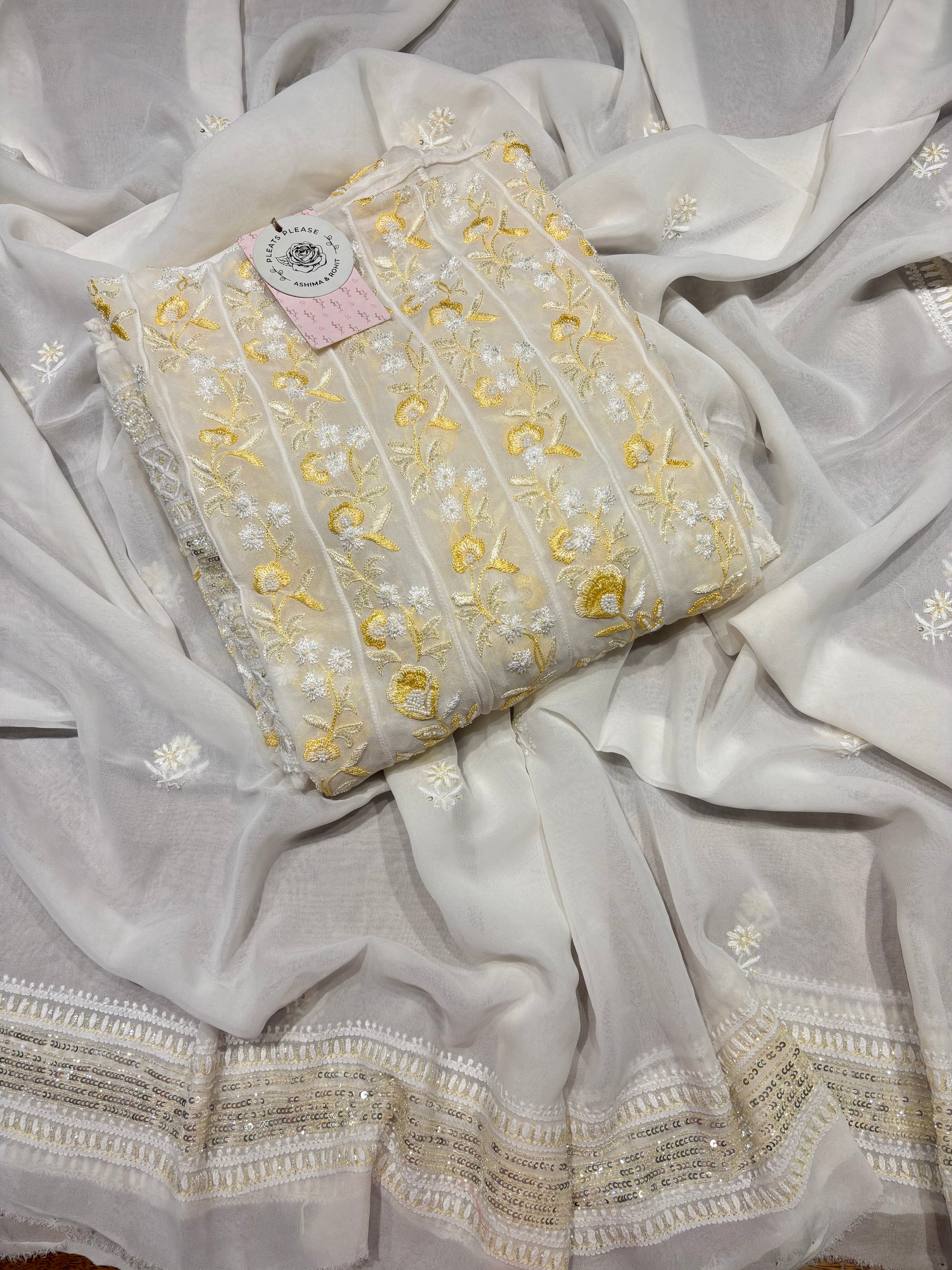 Dyeable Pure & Premium Georgette  Chikankari Anarkali & Dupatta Set