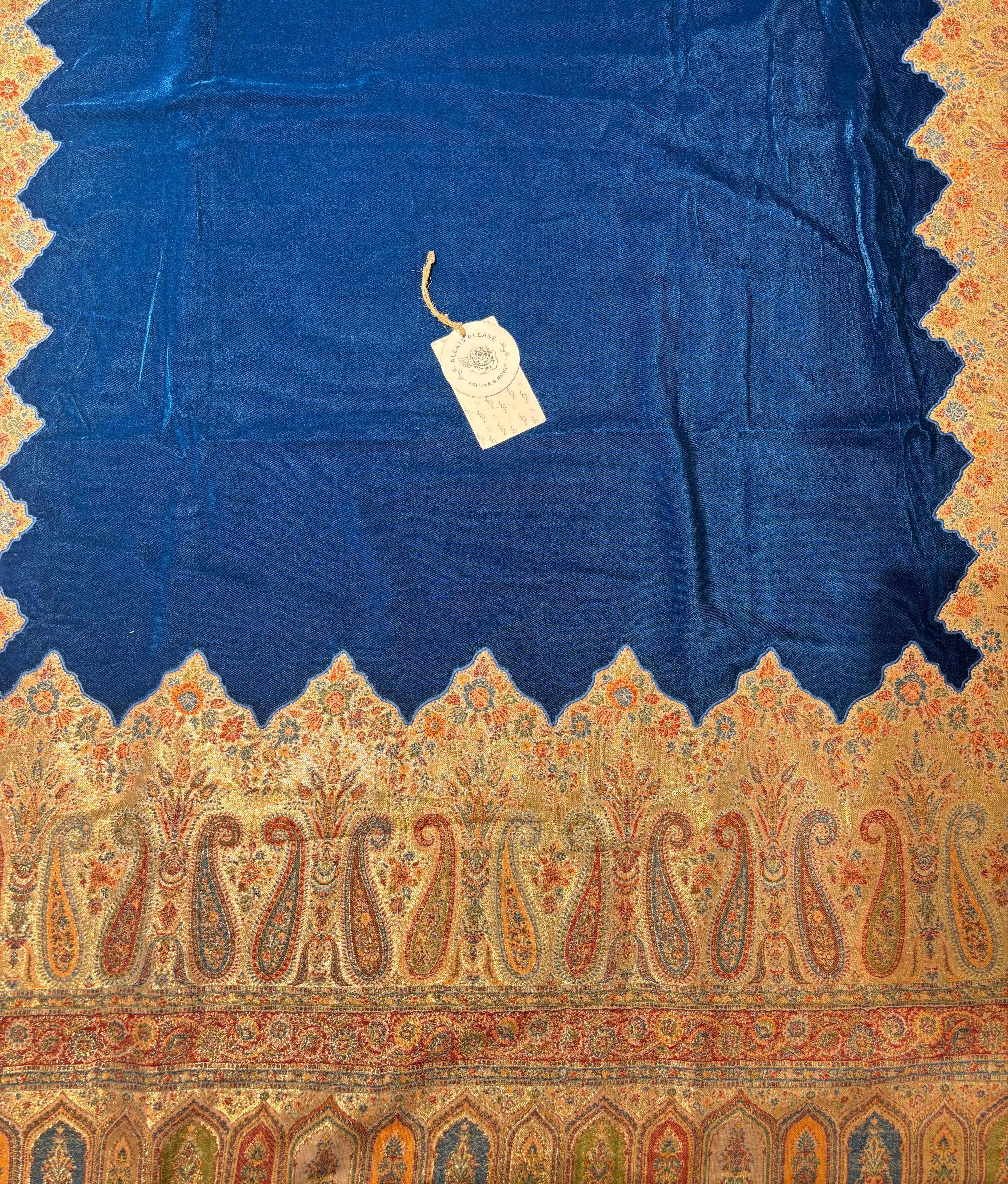 Blue Pure & Premium Velvet Shawl With Kaani Weave