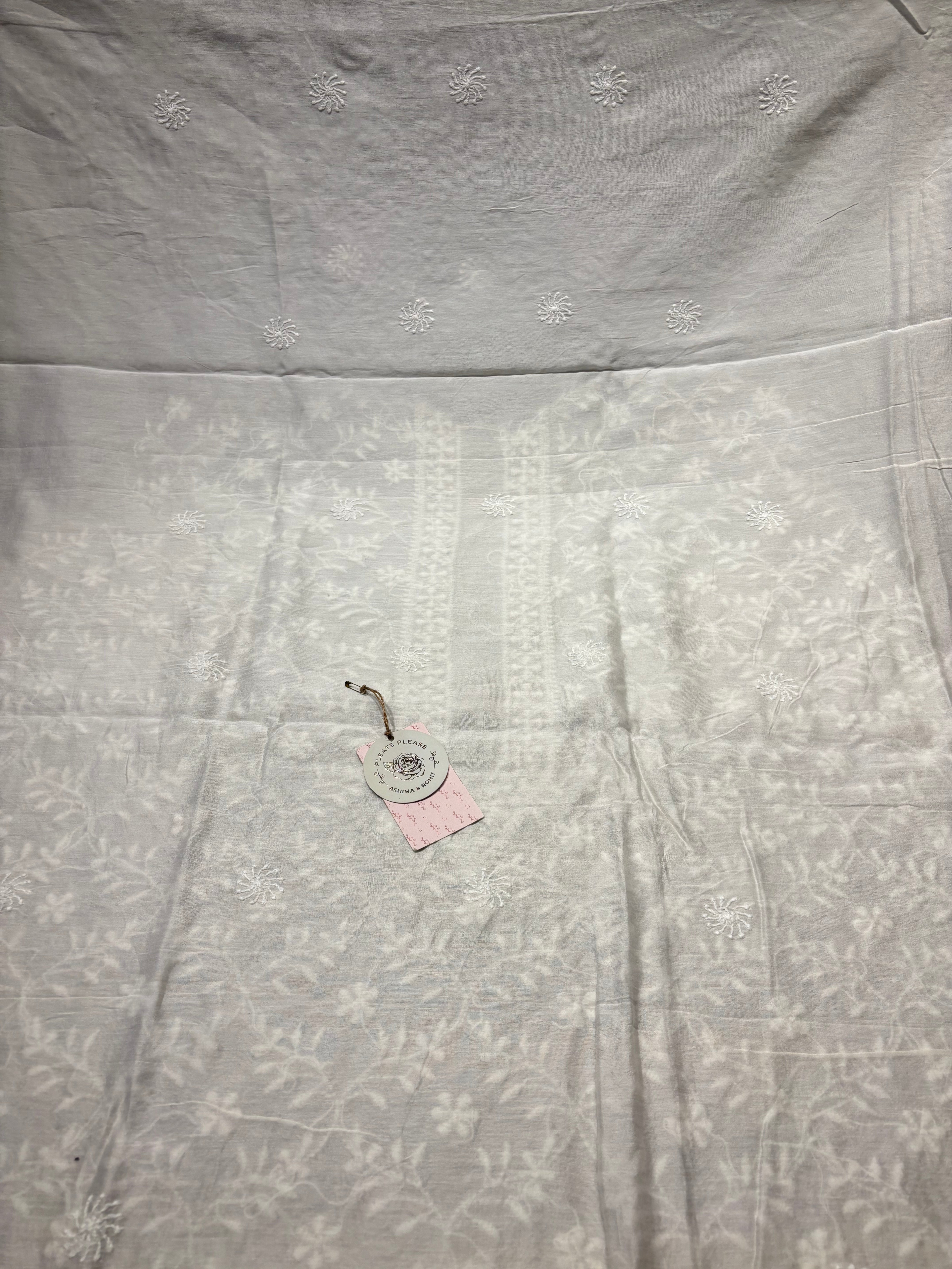 Dyeable Chanderi Silk Chikankari Men’s Kurta Fabric