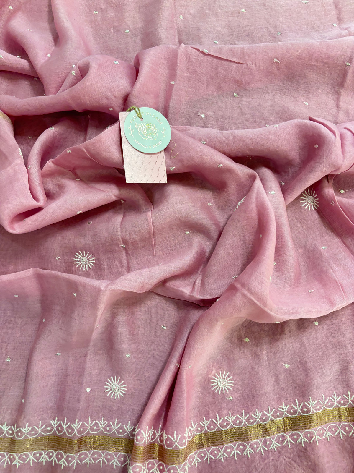 Pink Chanderi Chikankari Kurta & Dupatta